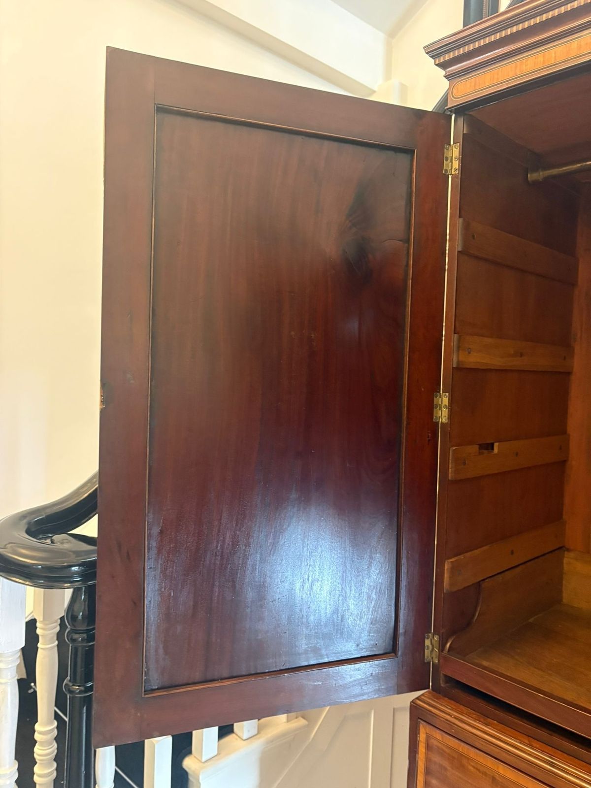Antique Mahogany Satinwood Inlaid Housekeepers Wardrobe photo buy