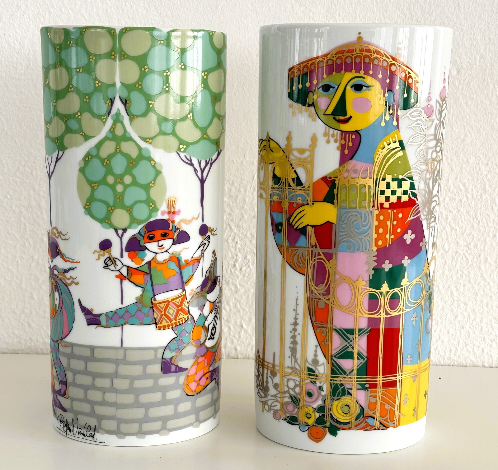 Pair Of Large Porcelain Vases By Björn Wiinblad For Rosenthal Germany, 1970s photo vintage