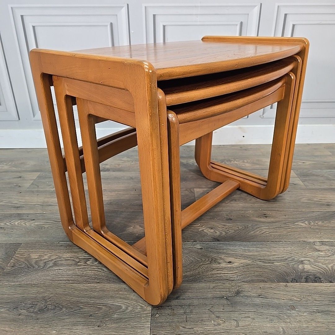 Vintage Nest Of Tables Teak Mid Century Side Nesting Tables Retro Mcm Danish photo for sale