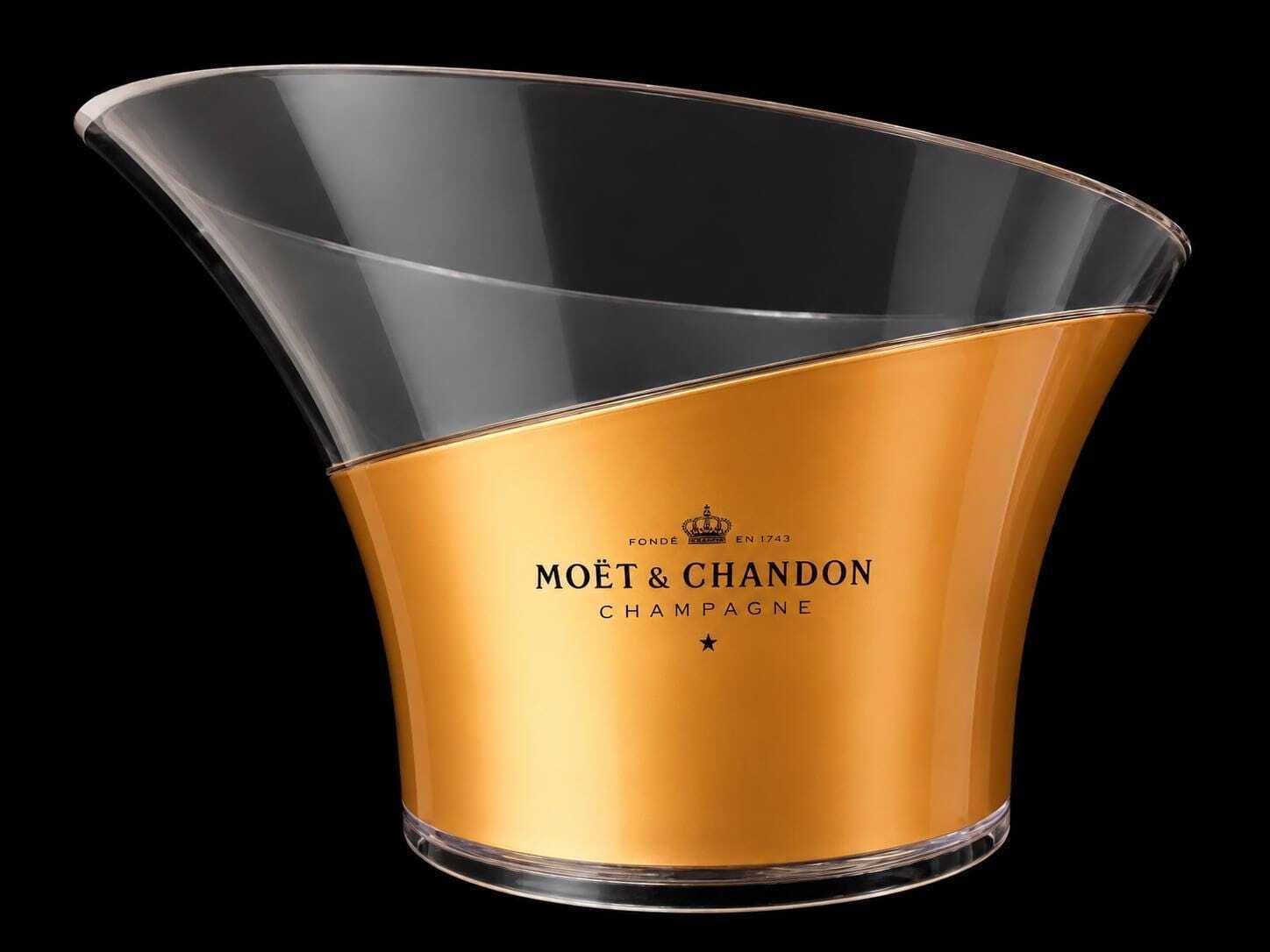 Large Moët & Chandon Champagne Bucket, Gold Clear Acrylic Multi Bottle Wine Cooler, French Vintage Party Ice Bucket For 4 5 Bottles