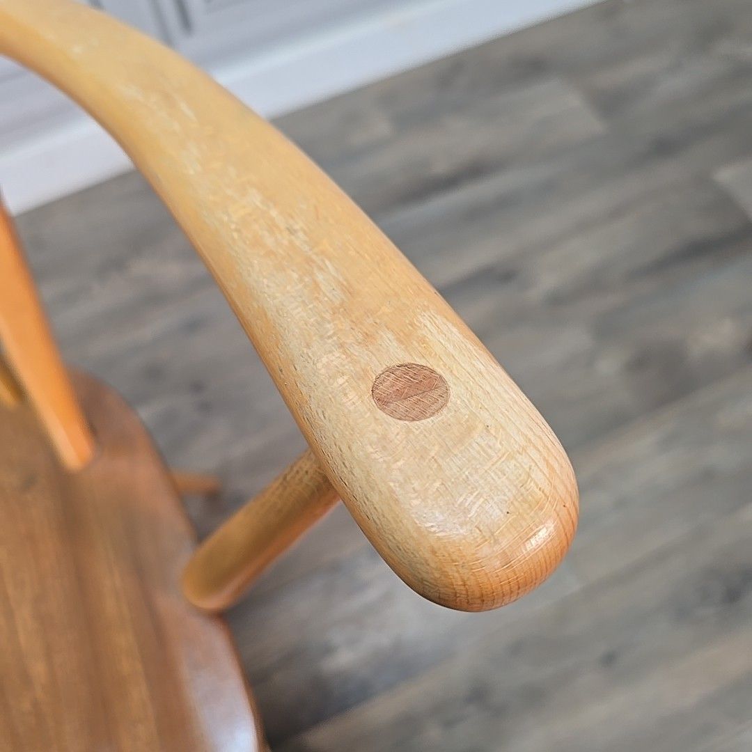 Vintage Ercol Windsor Armchair Blonde Elm Beech Dining Chair Seat Mid Century photo vinterior
