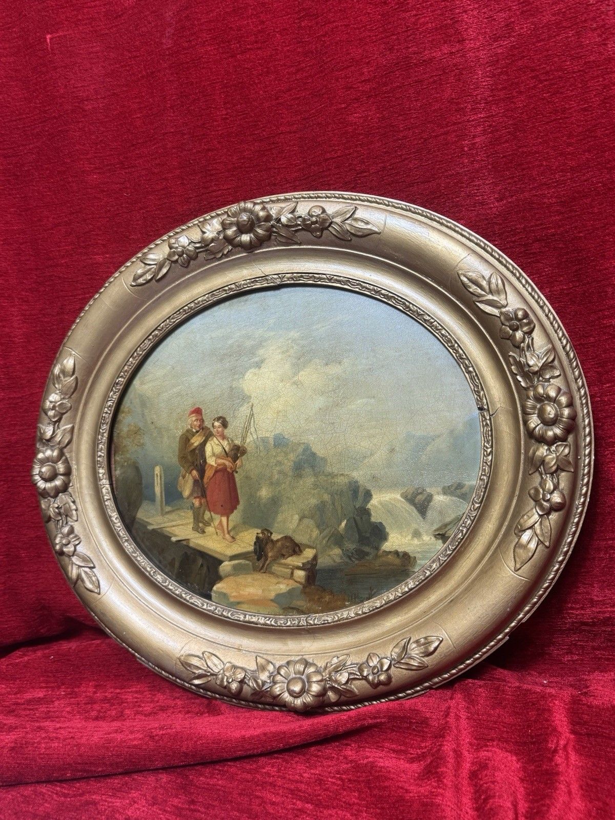 19th Century Scottish School Romantic Highlands Landscape Scene Painting Signed photo 558.0