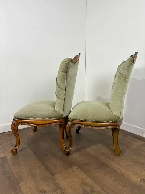 photo for sale Pair Of Reproduction Upholstered Bedroom Chairs