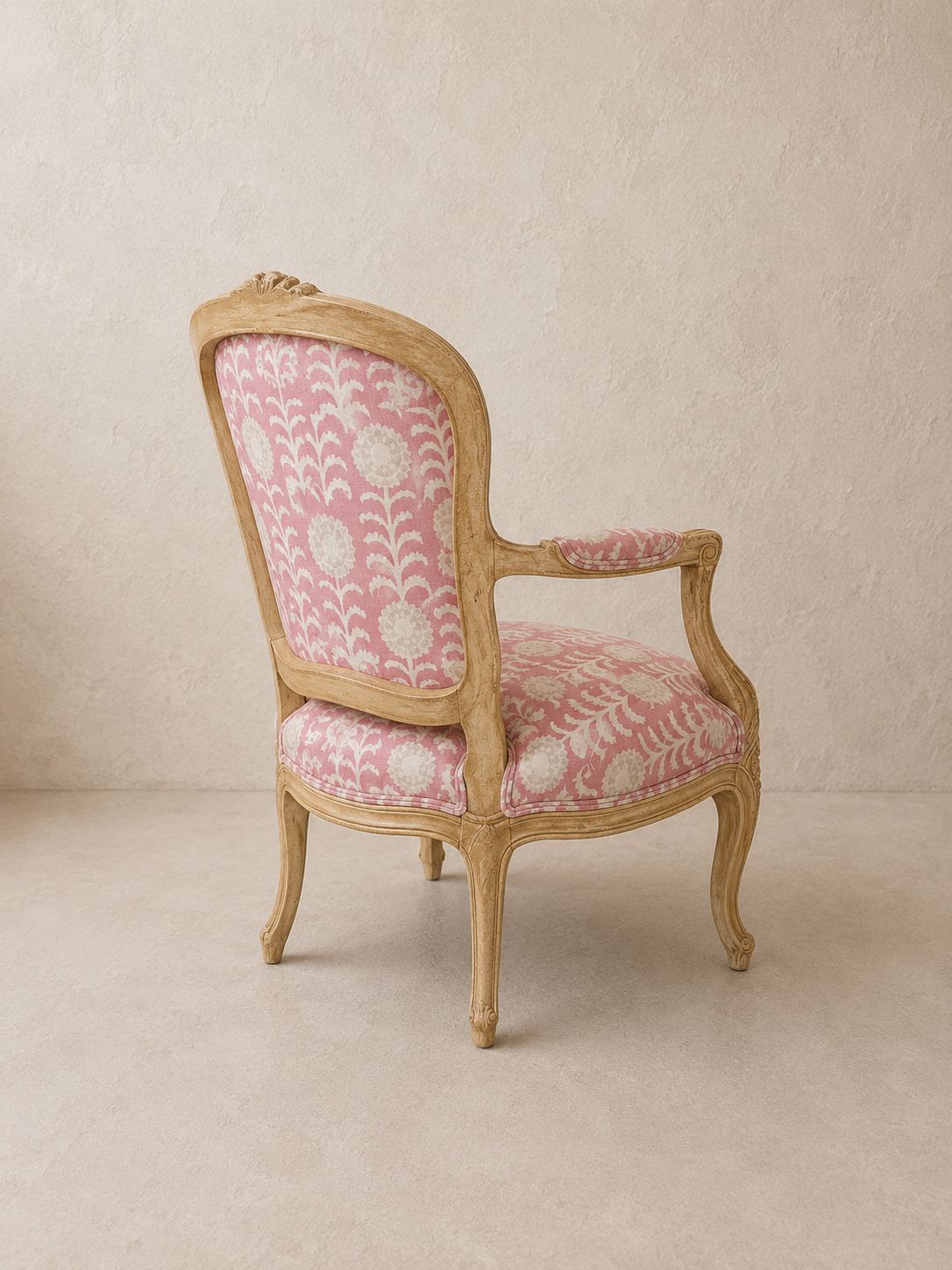 Pair Of Louis XVI Style Painted Fauteuils In Penny Morrison Killi Pink Linen photo 1695.0
