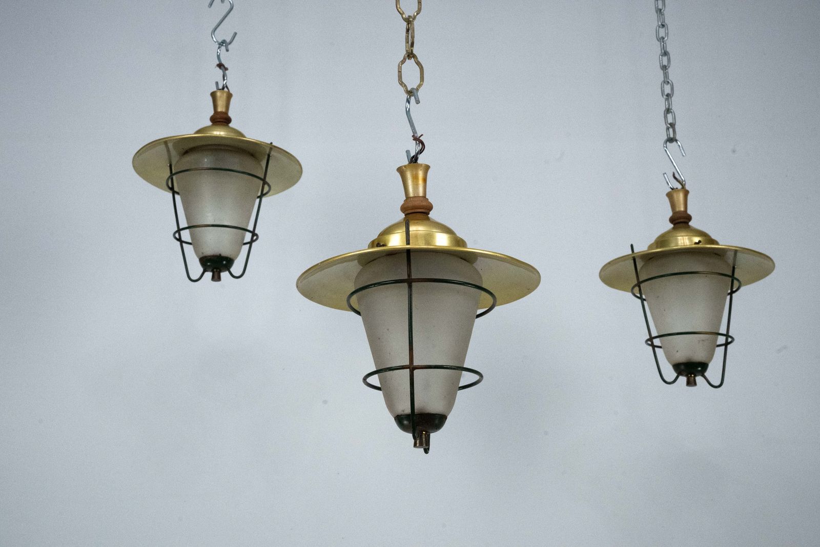 Set Of Three Mid Century Lanterns. Italy 1960s photo Lighting