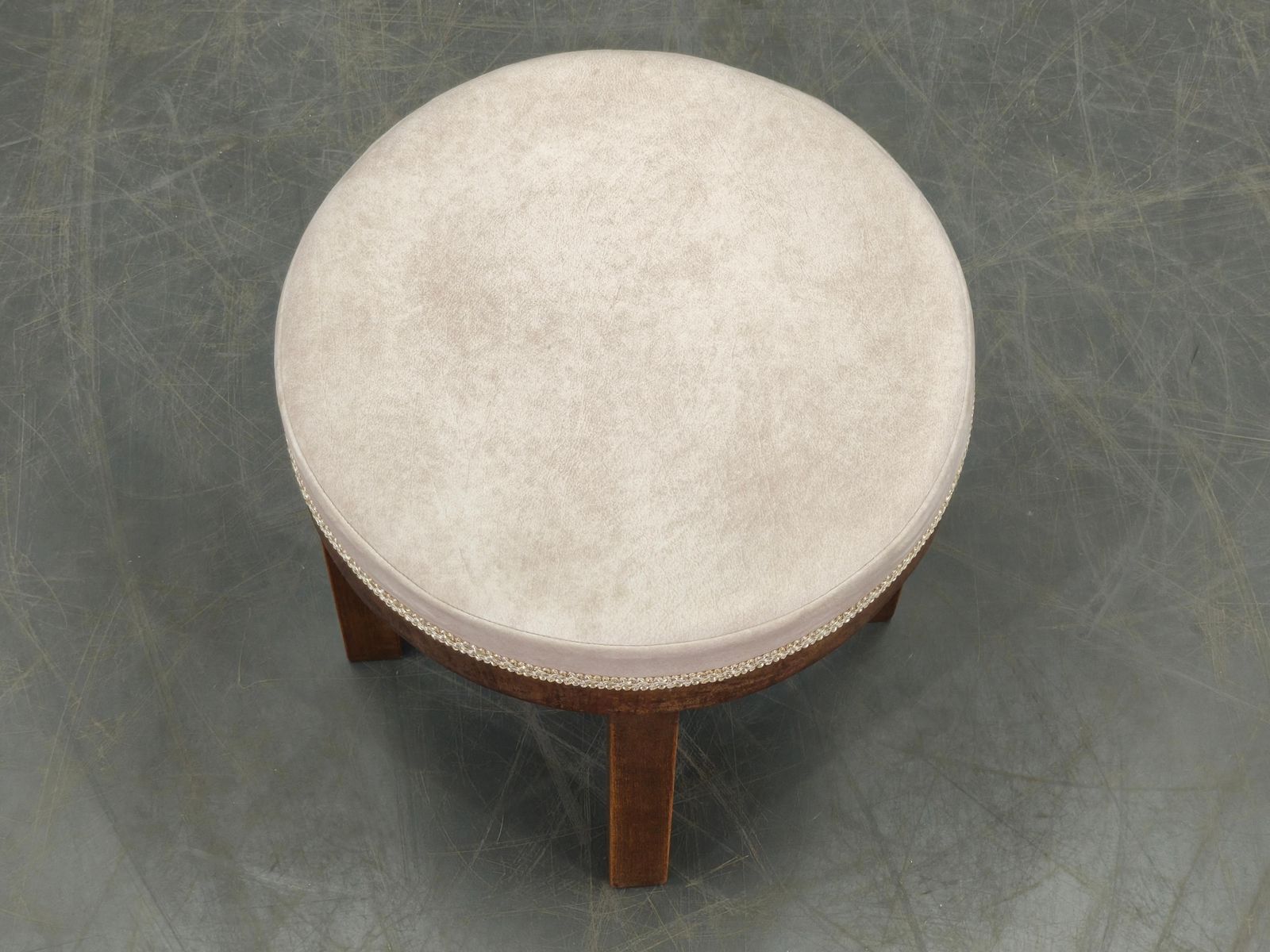 Art Deco Walnut Veneer Upholstered Stool, Czechoslovakia 1930s photo Furniture