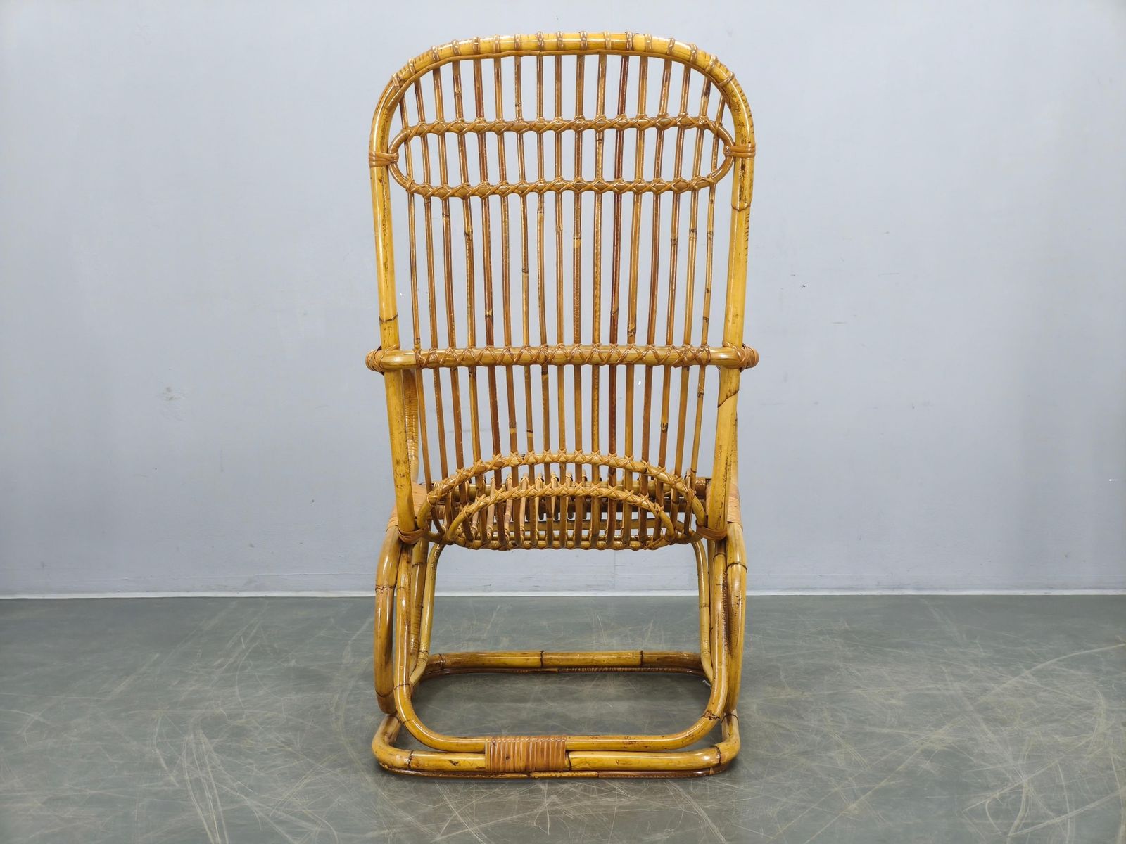 Italian Mid Century Rattan Lounge Armchair, 1960s photo 681.0