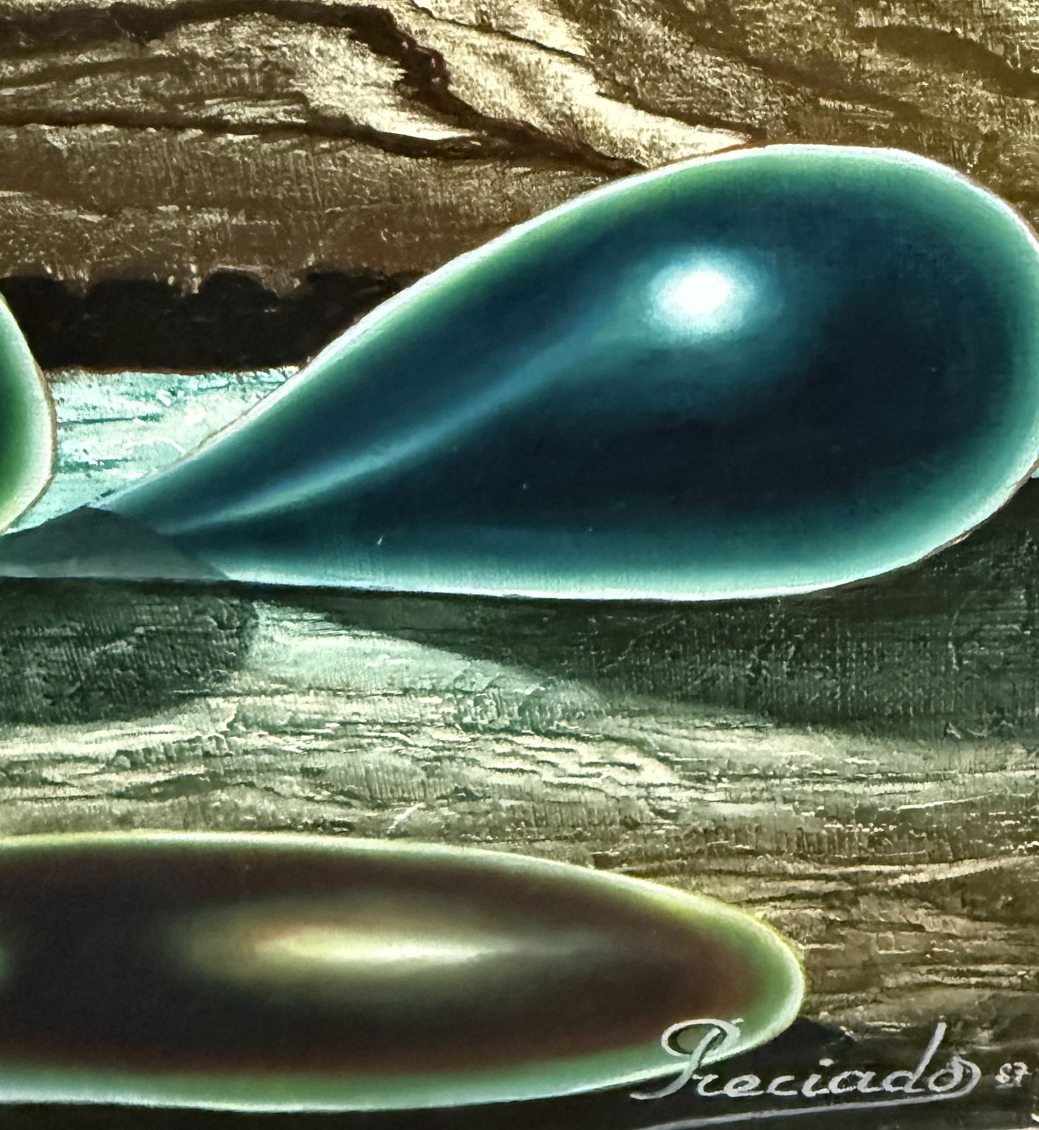 Angel Preciados Vega Surrealist Female Nude With Cosmic Orbs And Biomorphic Landscape Oil Canvas Art 1987 photo furniture