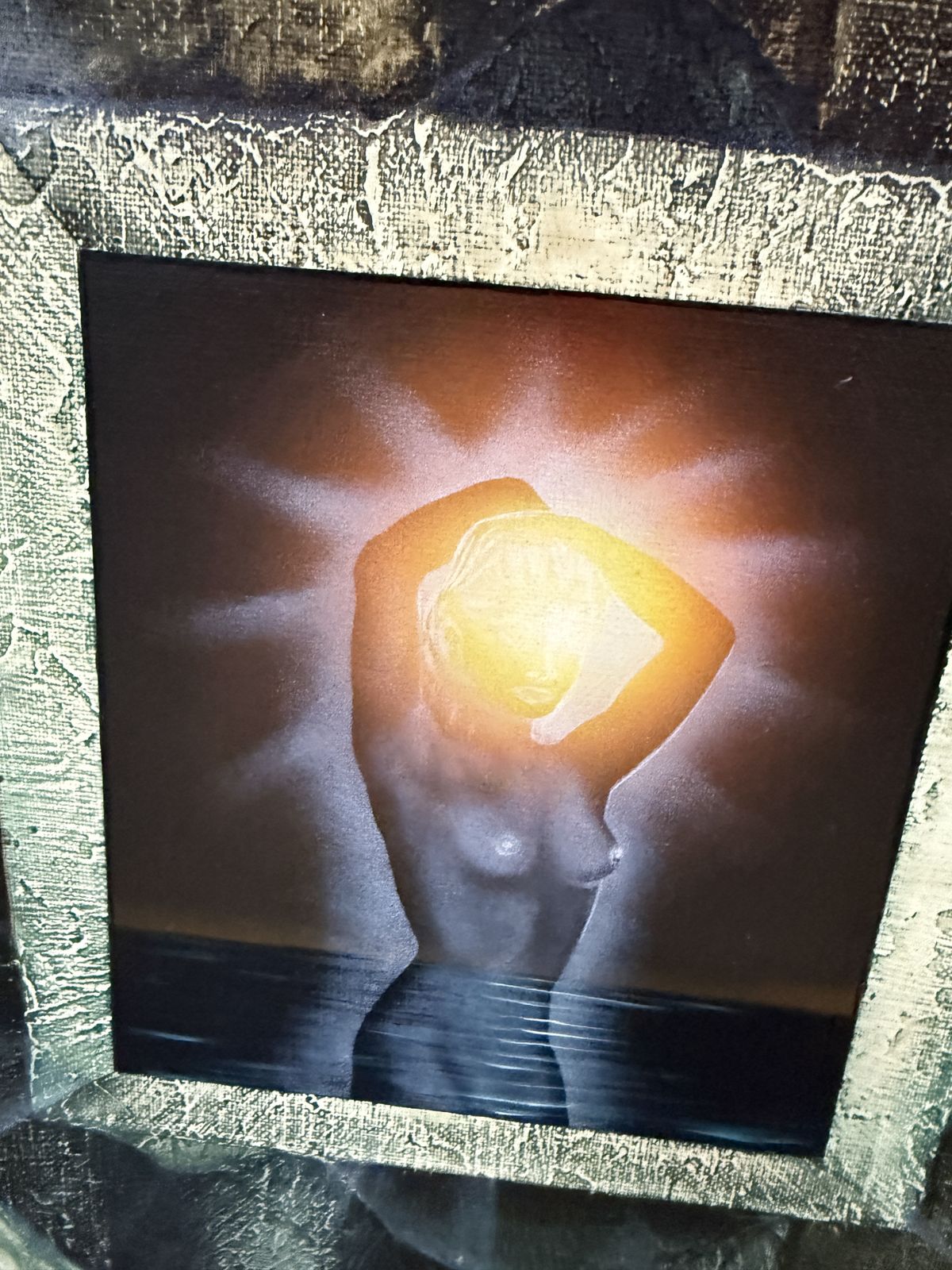 Angel Preciados Vega Surrealist Female Nude With Cosmic Orbs And Biomorphic Landscape Oil Canvas Art 1987 photo Art