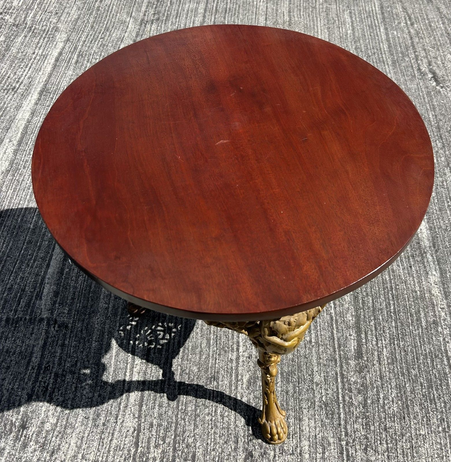 125.0 Antique Detailed Cast Iron Britannia Base Pub Tavern Table Original Gold Paint photo