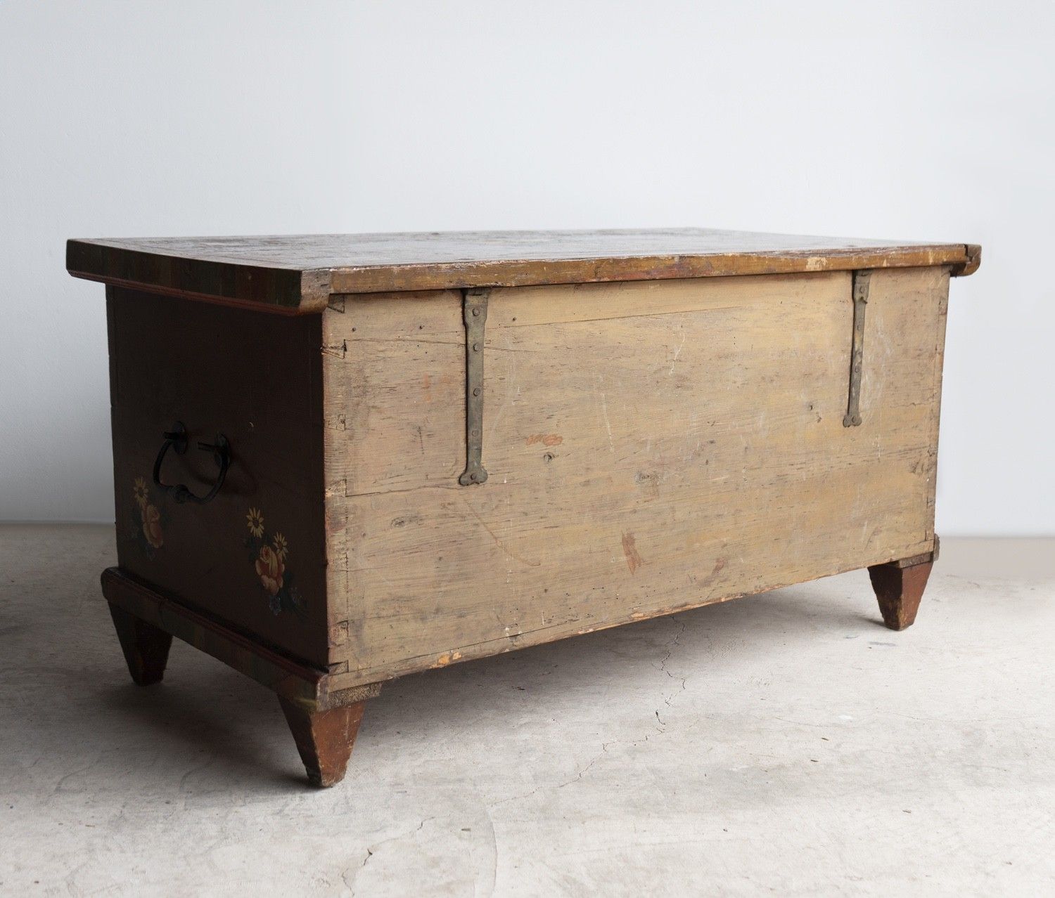 photo buy Antique Swedish Folk Art Marriage Chest Storage Box, Early 19th Century