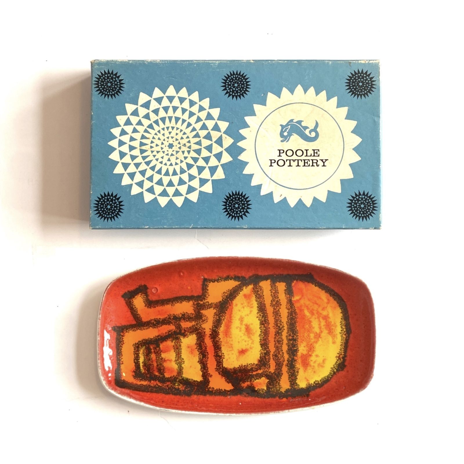 Poole Pottery Delphis Pin Dish by Carol Cutler, Shape 361, in doos