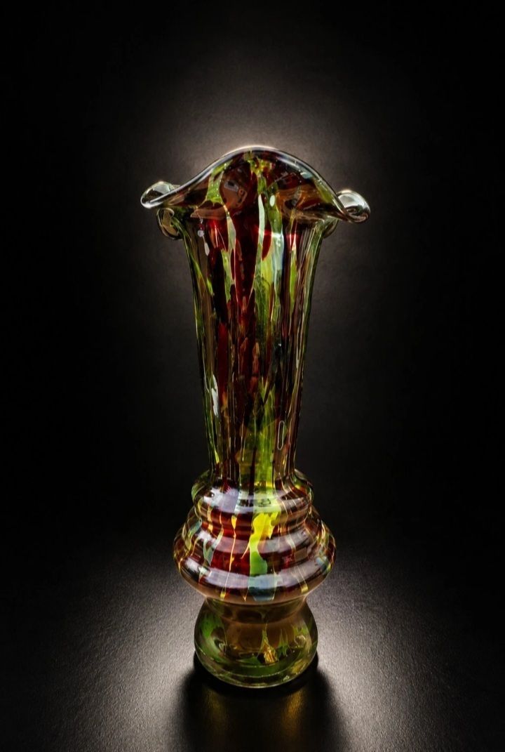 Vintage Hand Blown Art Glass Vase Murano Style Multicolour photo furniture