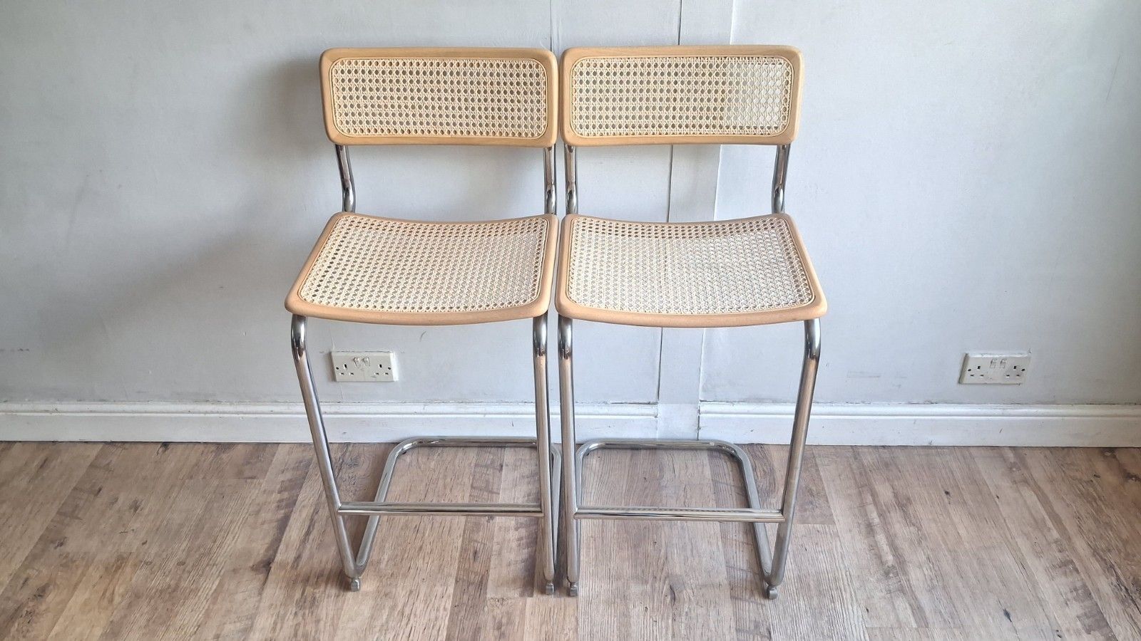 photo buy Pair Of Cesca Breuer Design Italian 1980's Beech Stools,Bar,/ Breakfast  Stools