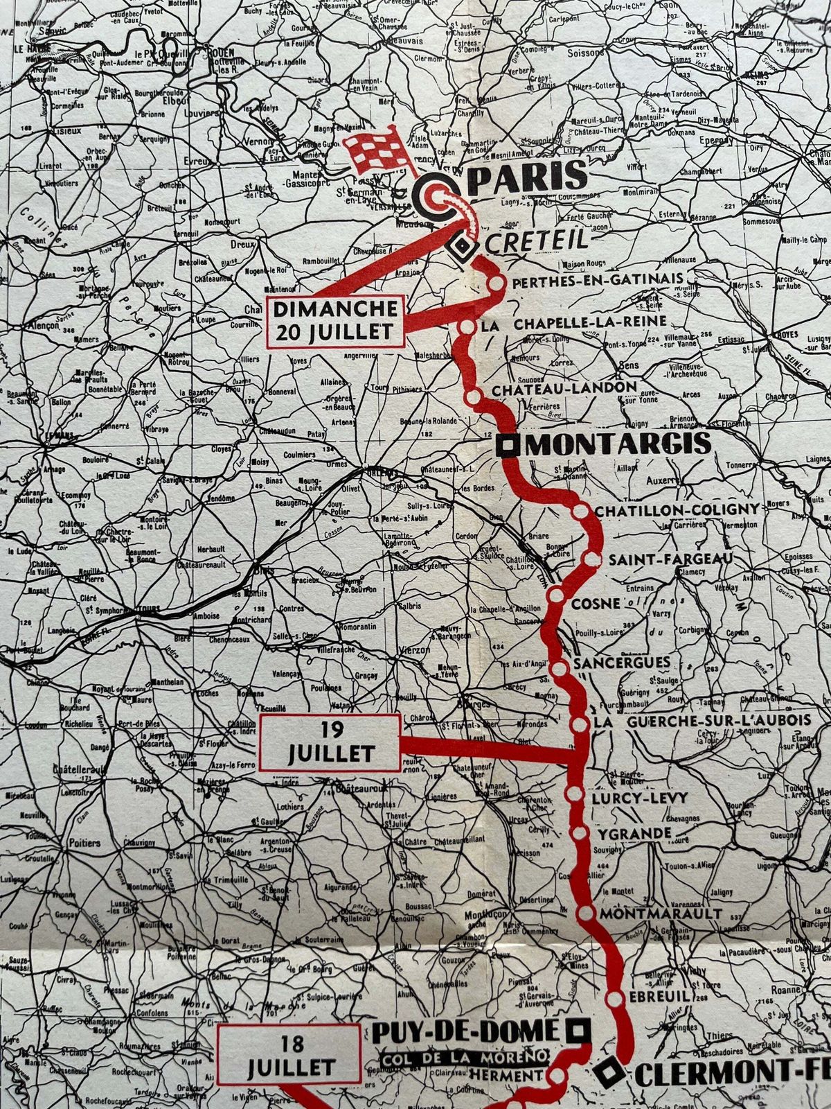 Vintage Tour De France Route Map   Eddy Merckx Era, 1969 photo Art
