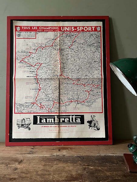 Tour De France Lambretta Vintage Route Map 1956
