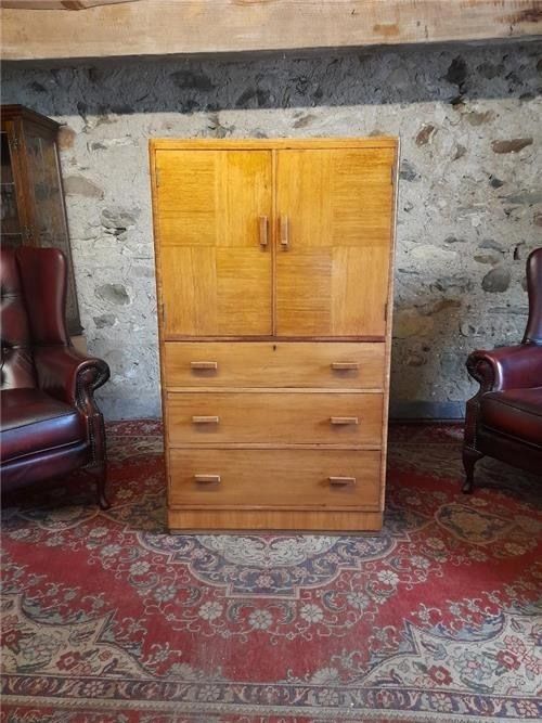 Vintage Art Deco Chest Of Drawers Tallboy. 0481