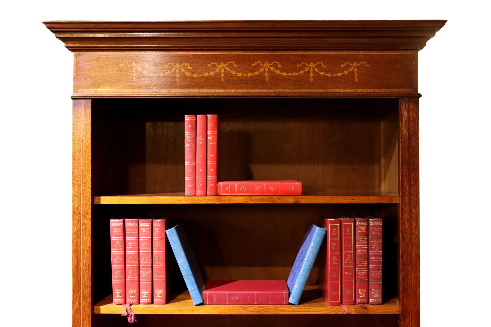 Mahogany Inlaid Edwardian Style Open Bookcase, Circa 1950 photo for sale