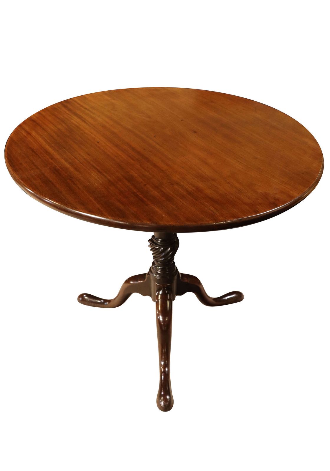 George II Mahogany Snap Top Occasional Table With Spiral Twist Column, Circa 1750