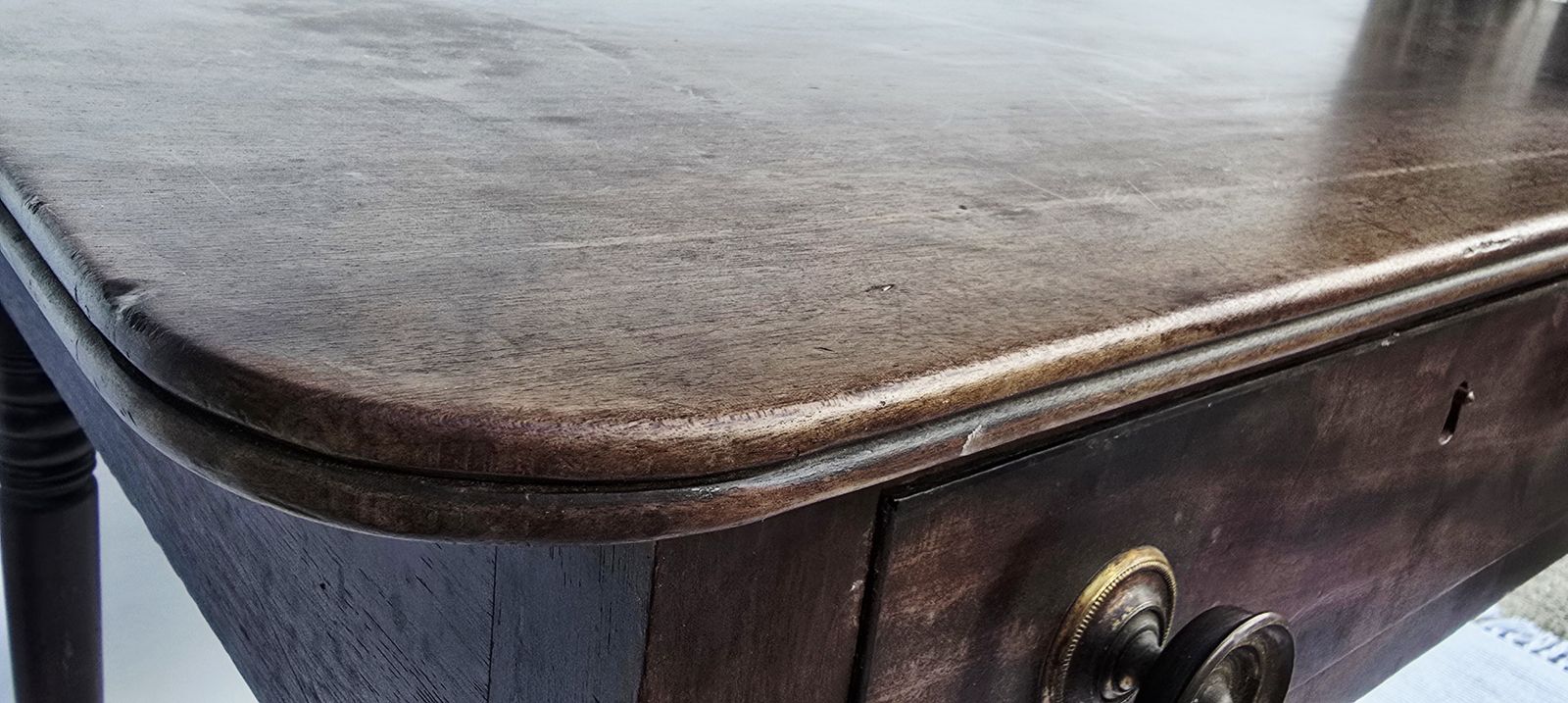 An Antique Regency Mahogany Writing Desk On Castors. photo 750.0