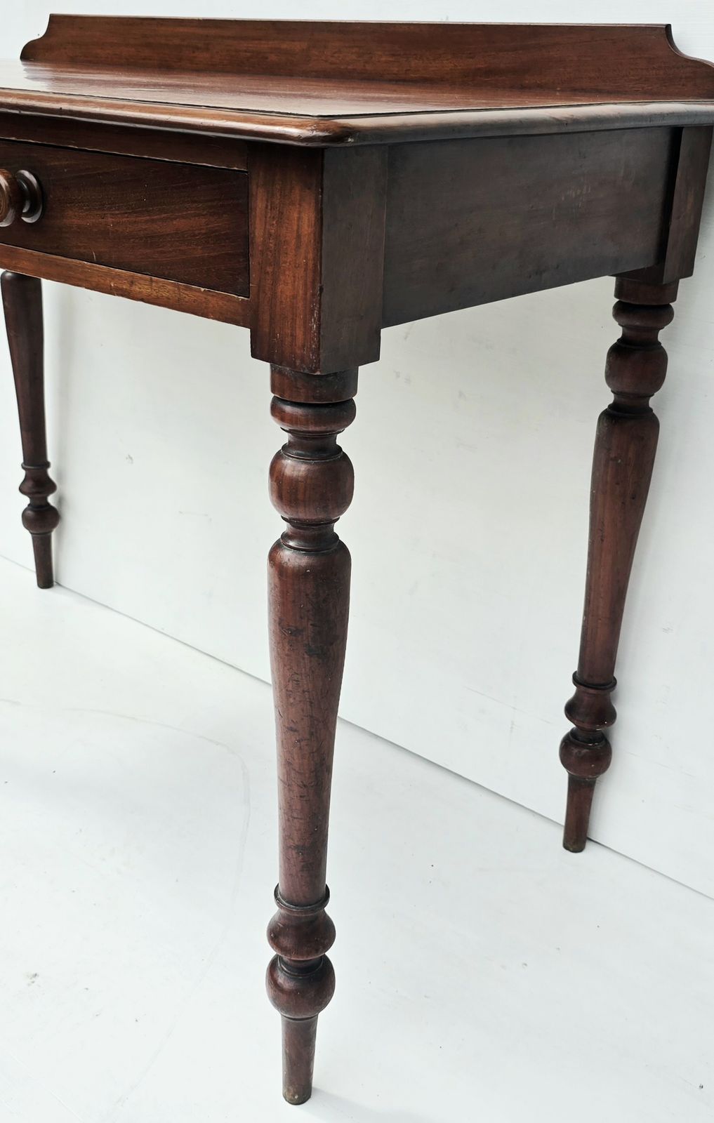 An Antique Mahogany Writing Desk On Turned Legs, 19th C. photo vintage