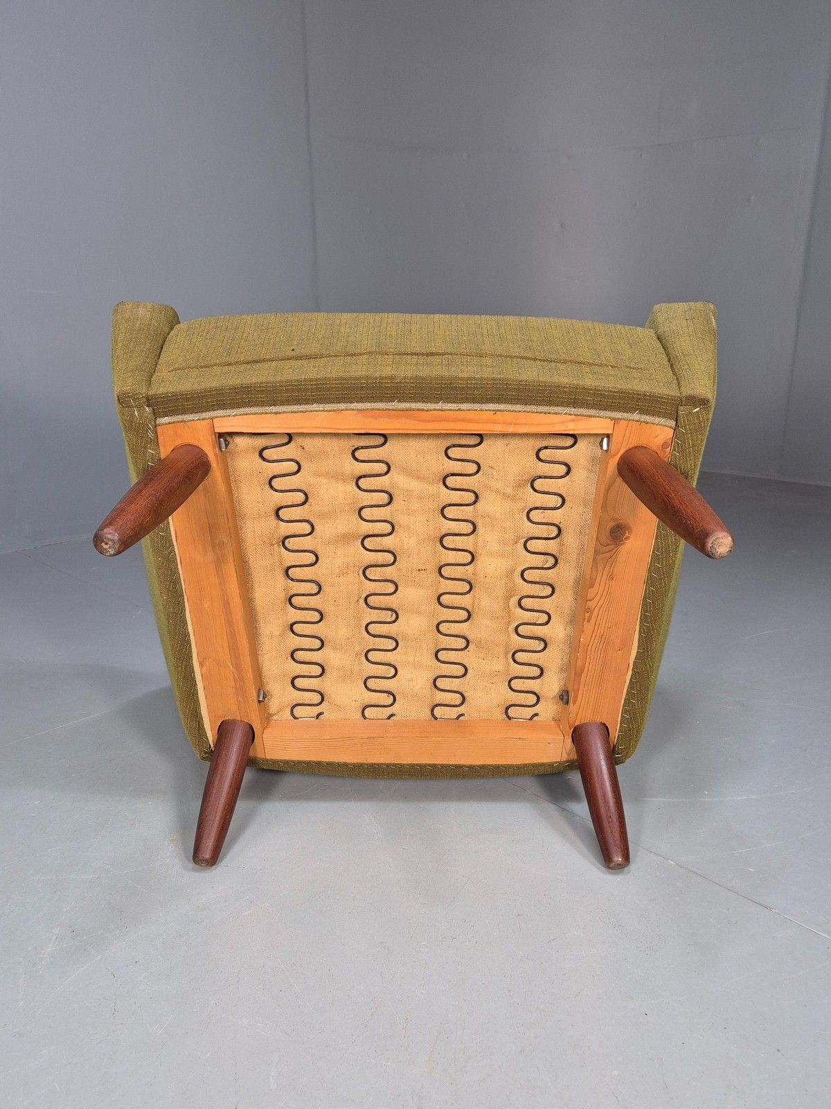 Vintage Mid Century Armchair Danish Original Green Teak Paws 1960s Retro Eb8483 photo vintage