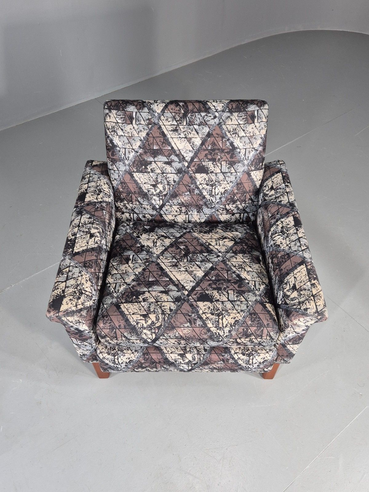 Vintage Midcentury Modern Lounge Chair Swedish Design Abstract Pattern Eb11100 photo for sale
