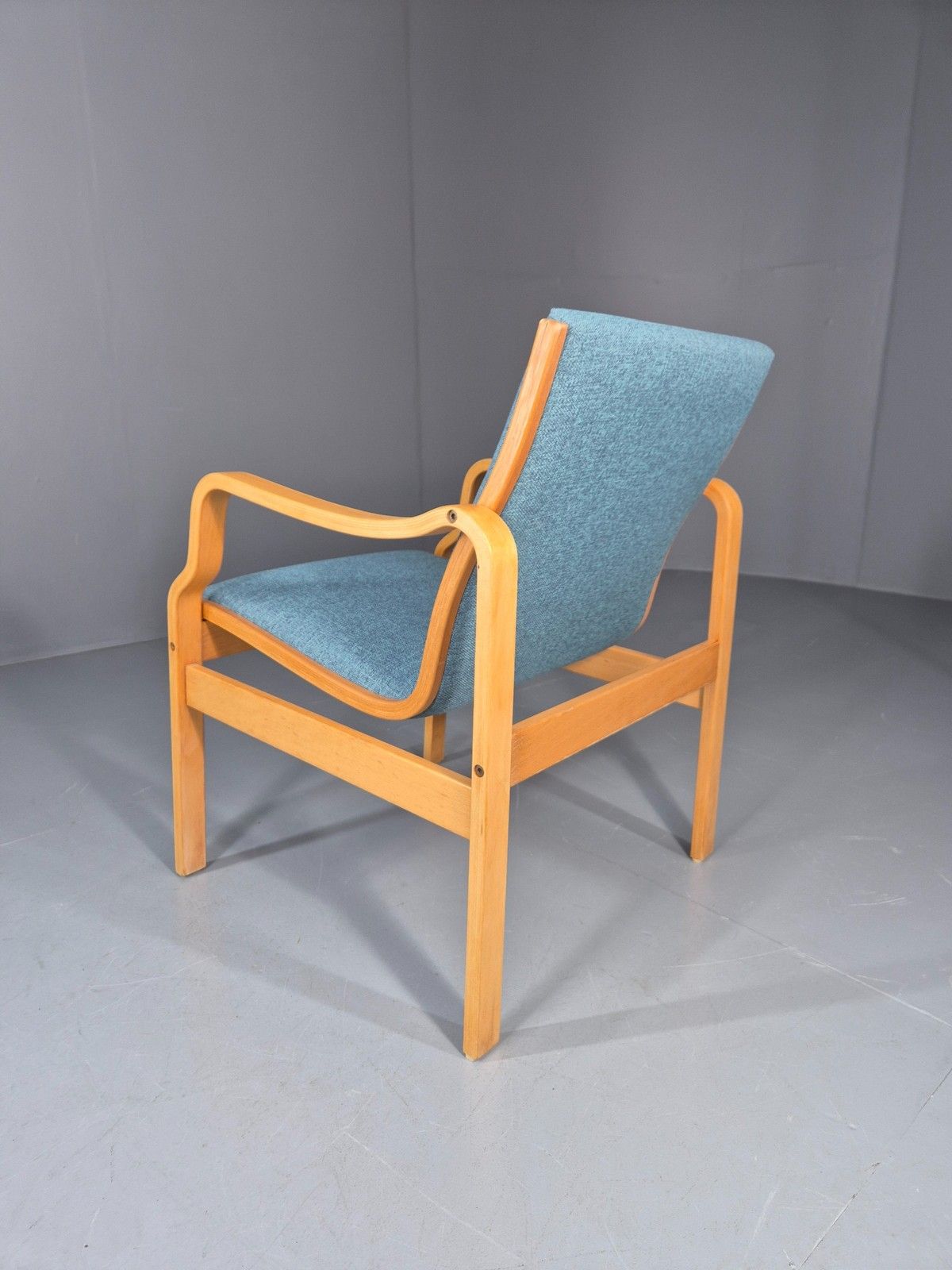 photo furniture Vintage Farstrup Mid Century Chair New Blue Upholstery Bentwood Frame Eb11211