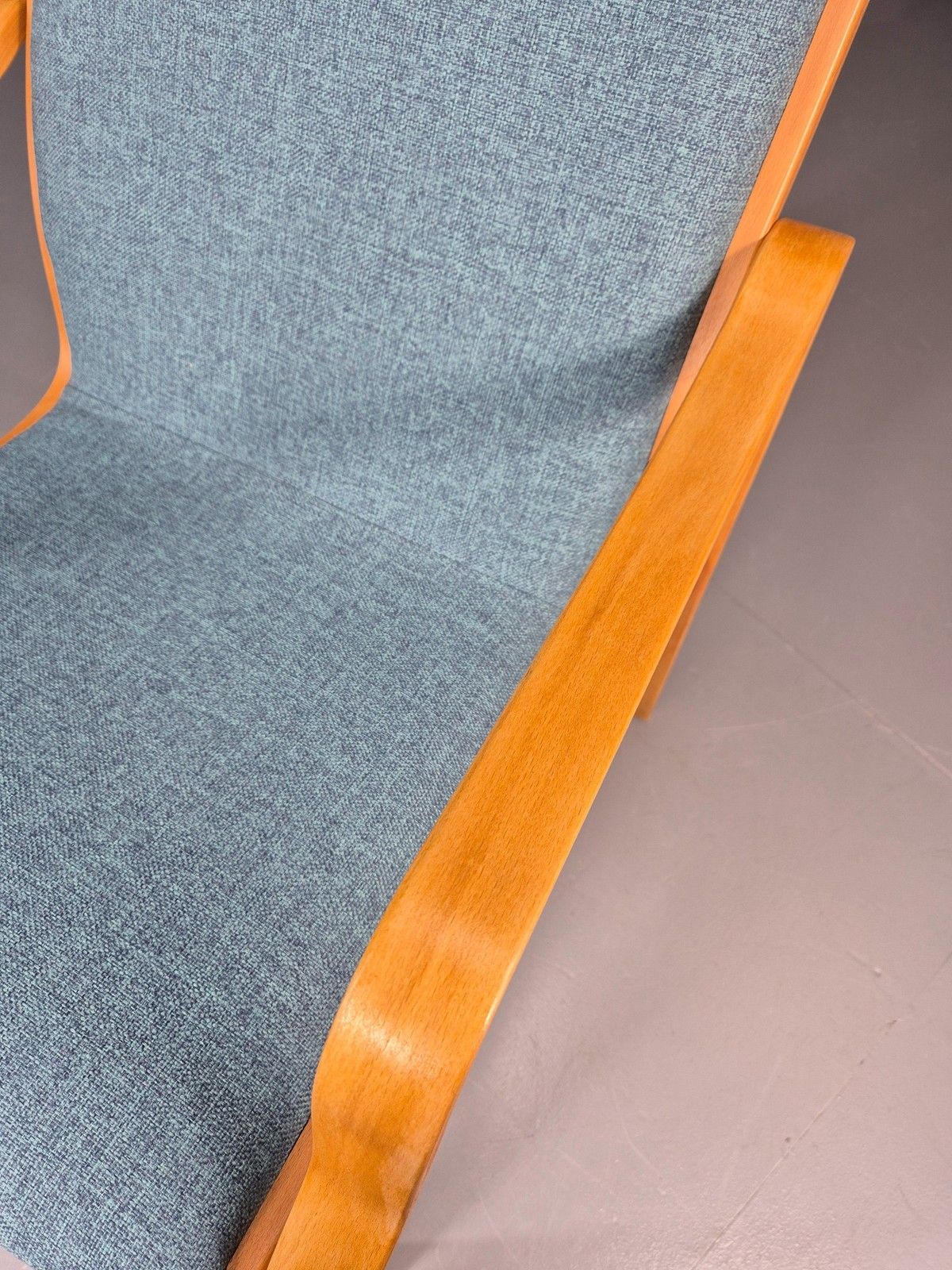 photo buy Vintage Farstrup Mid Century Chair New Blue Upholstery Bentwood Frame Eb11211
