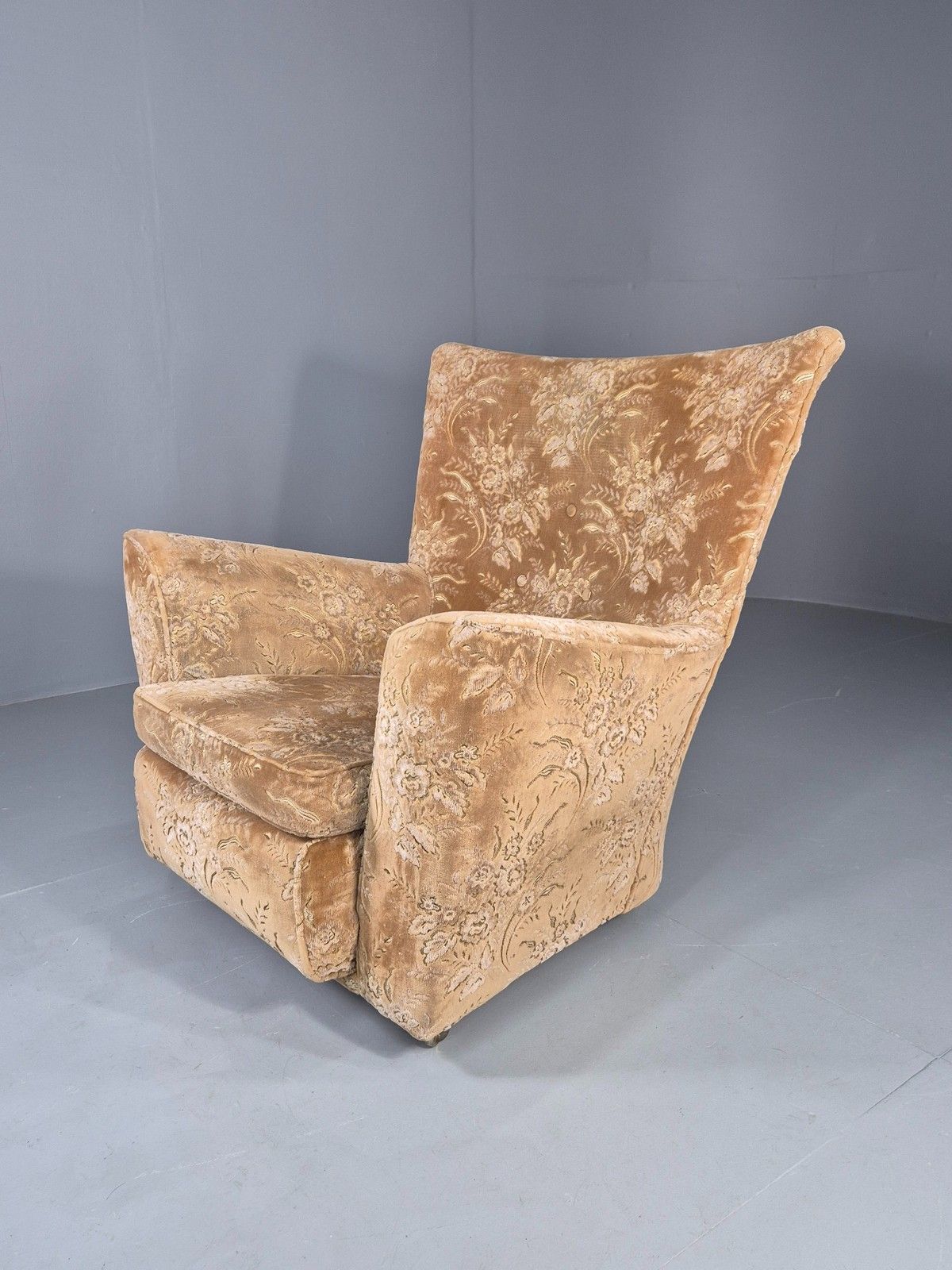 Vintage Lounge Chair 1960s Retro Minty Floral Wingback Eb11846