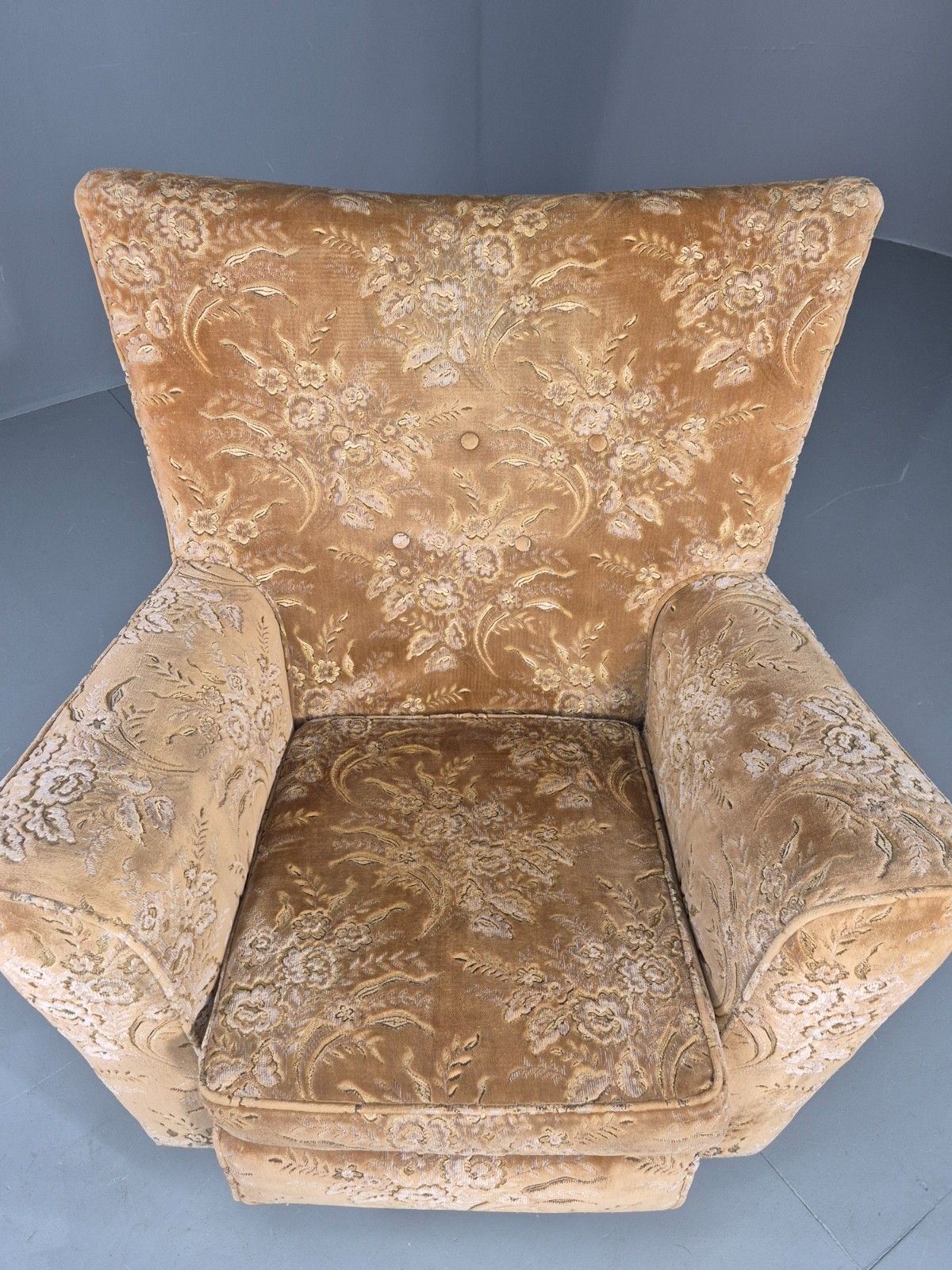 180.0 Vintage Lounge Chair 1960s Retro Minty Floral Wingback Eb11846 photo