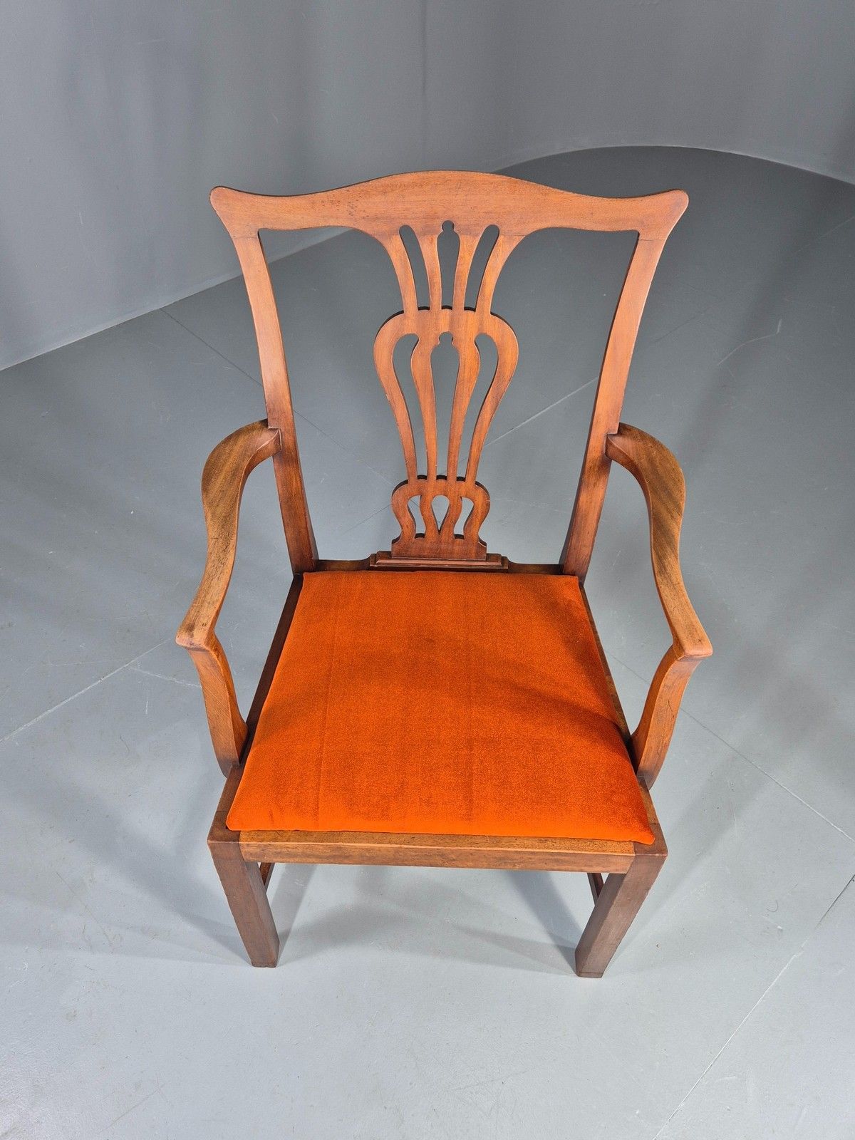 Hepplewhite Revival Oak Elbow Chair Antique New Seat Pad Eb11931 photo for sale