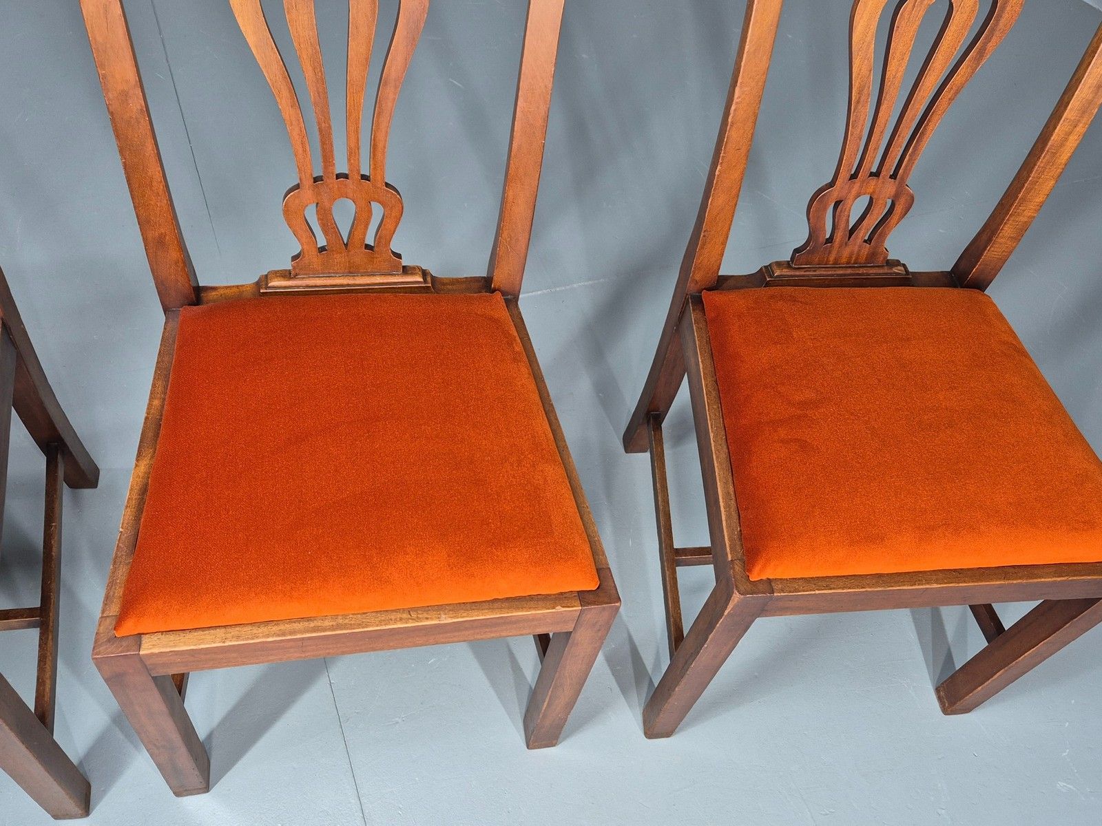 4 Hepplewhite Revival Dining Chairs 1900s Oak New Seat Pads Antique Eb11932 photo 375.0