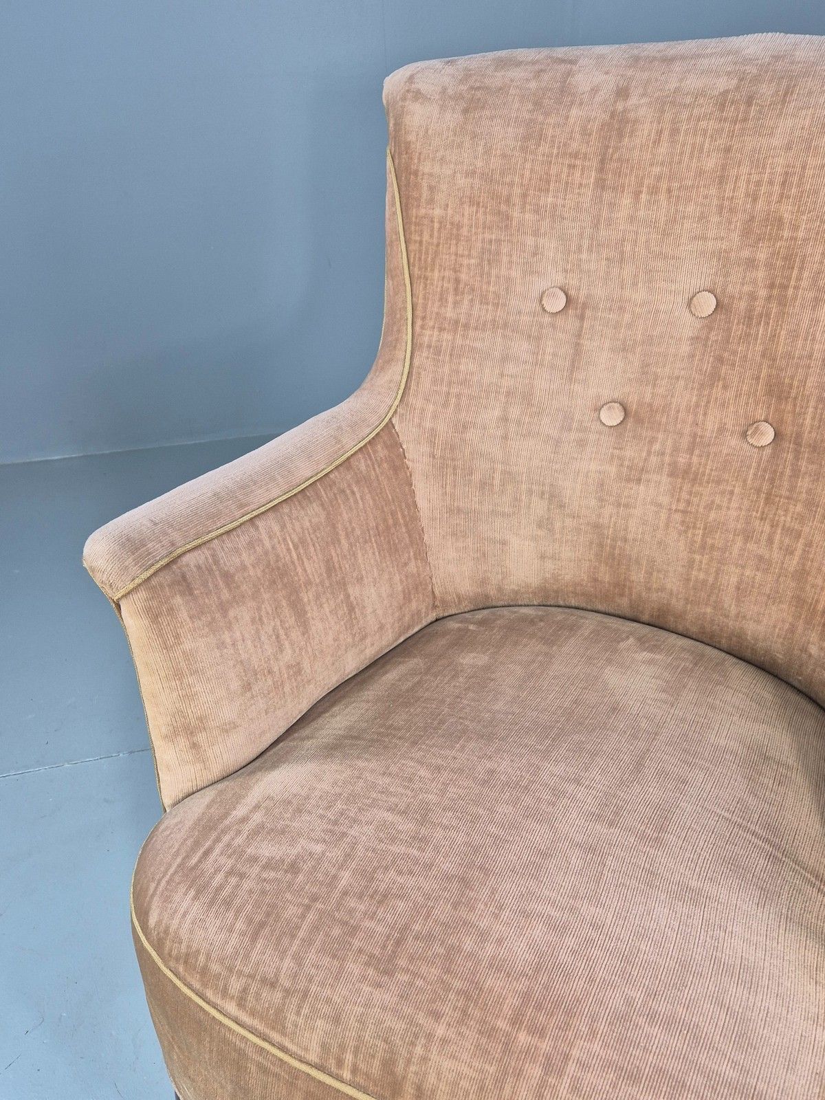 Antique Tub Chair Danish Peach Velour Upholstery 1900s  Eb11934 photo vinterior