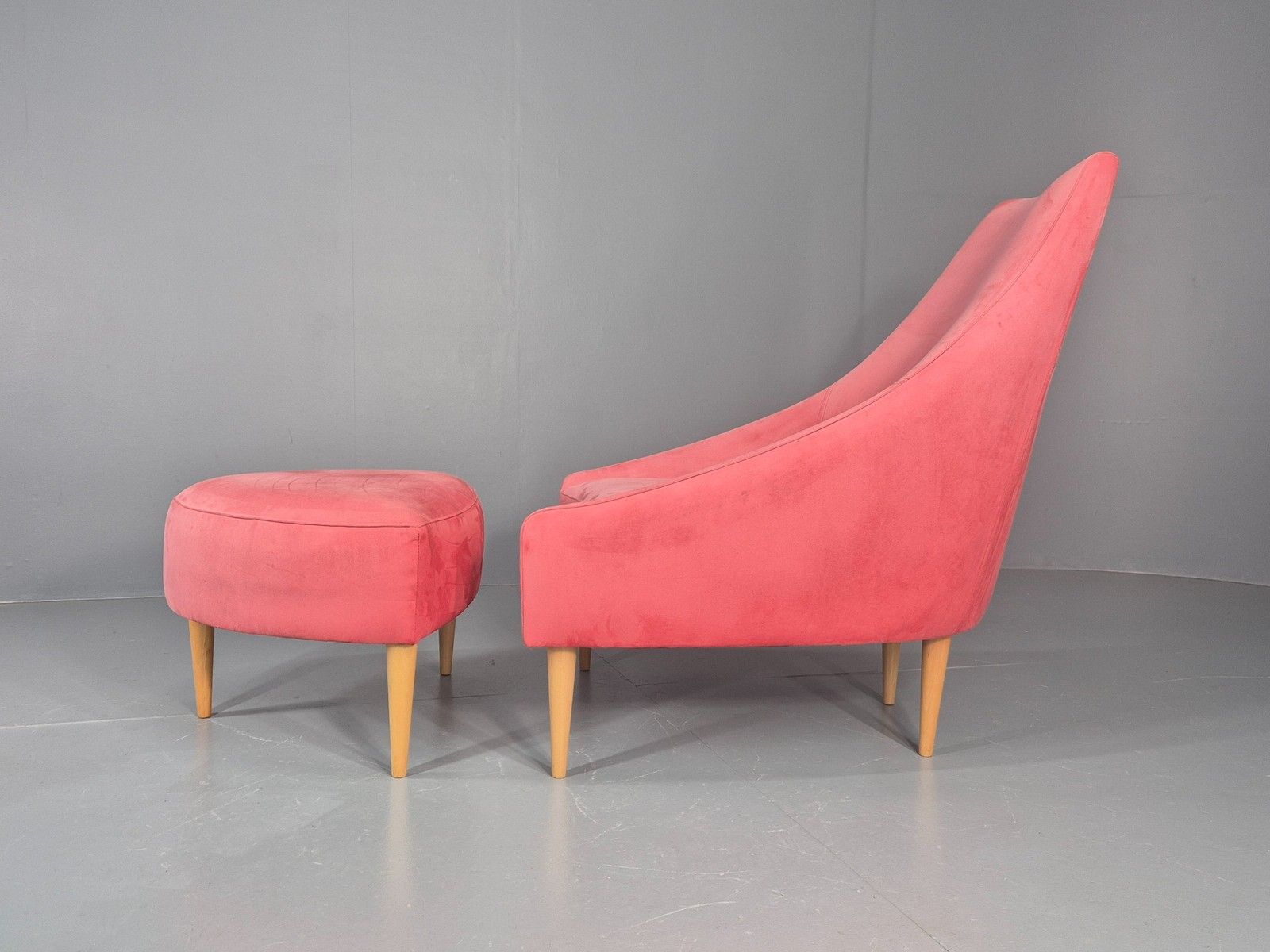Vintage Silencio Chair And Footstool Pink Velvet Design Richard Ferrer  Eb11943 photo furniture
