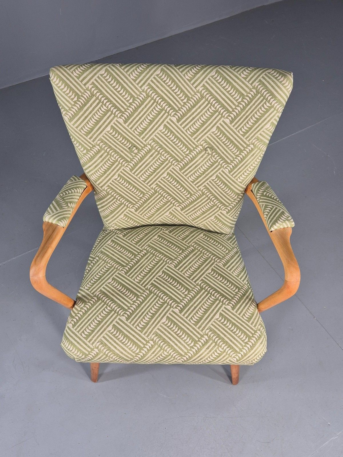Vintage 1950s Lounge Chair Cintique Beechwood Frame New Upholstery Retro Eb11948 photo for sale