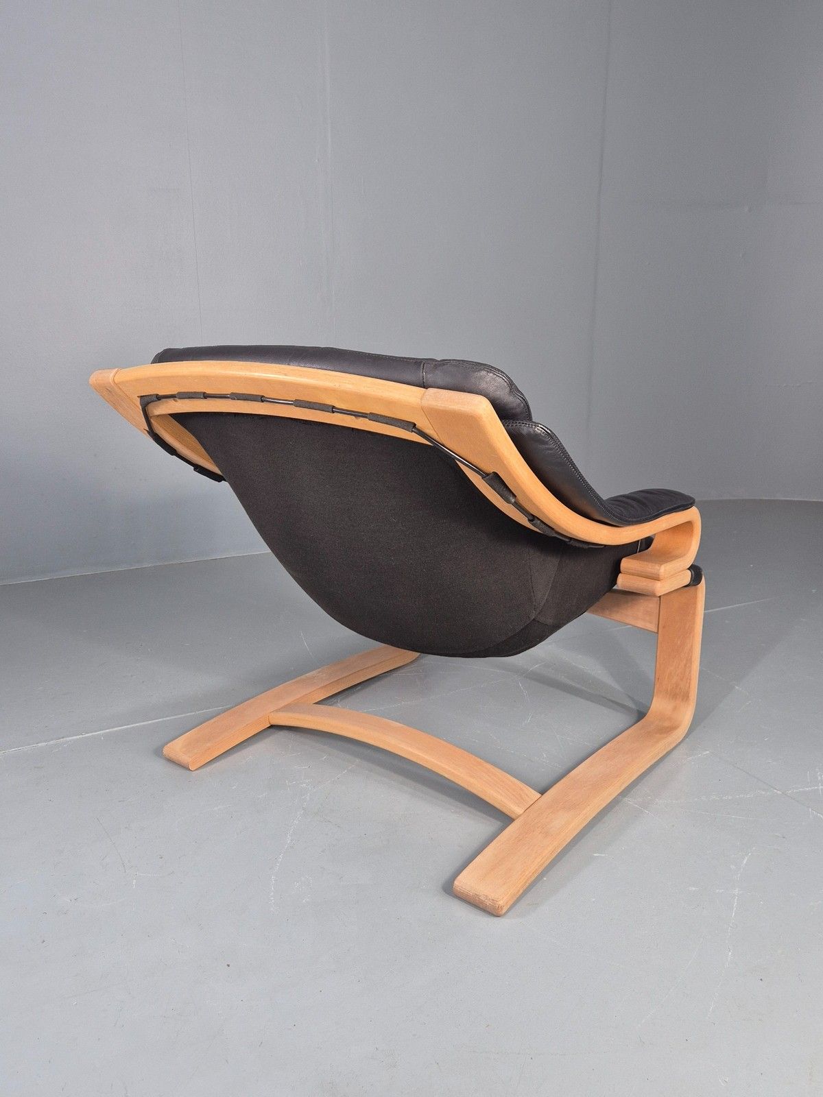 Vintage 1970s Lounge Chair Krokken By Fribytter Leather Bentwood Retro Eb11998 photo vintage