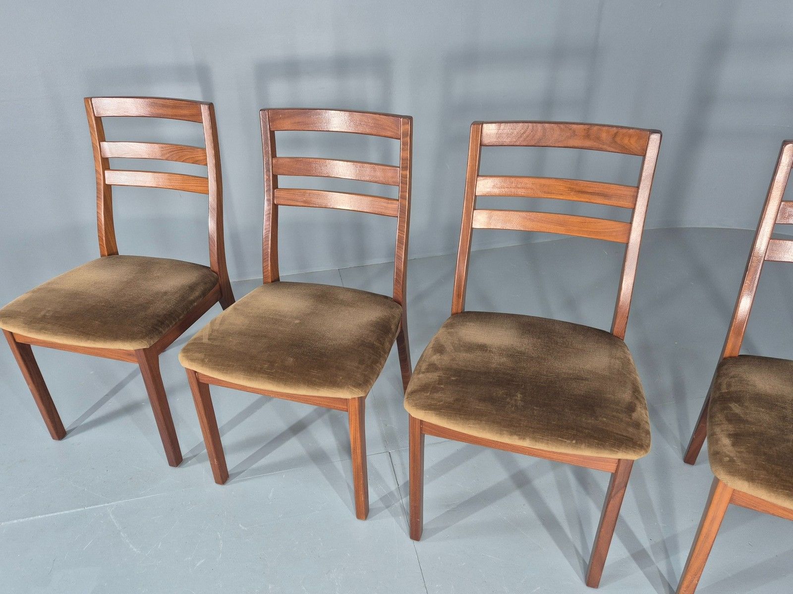 4 Vintage Nathan Dining Chairs Teak Frames 1970s Retro Mcm Eb11961 photo vinterior