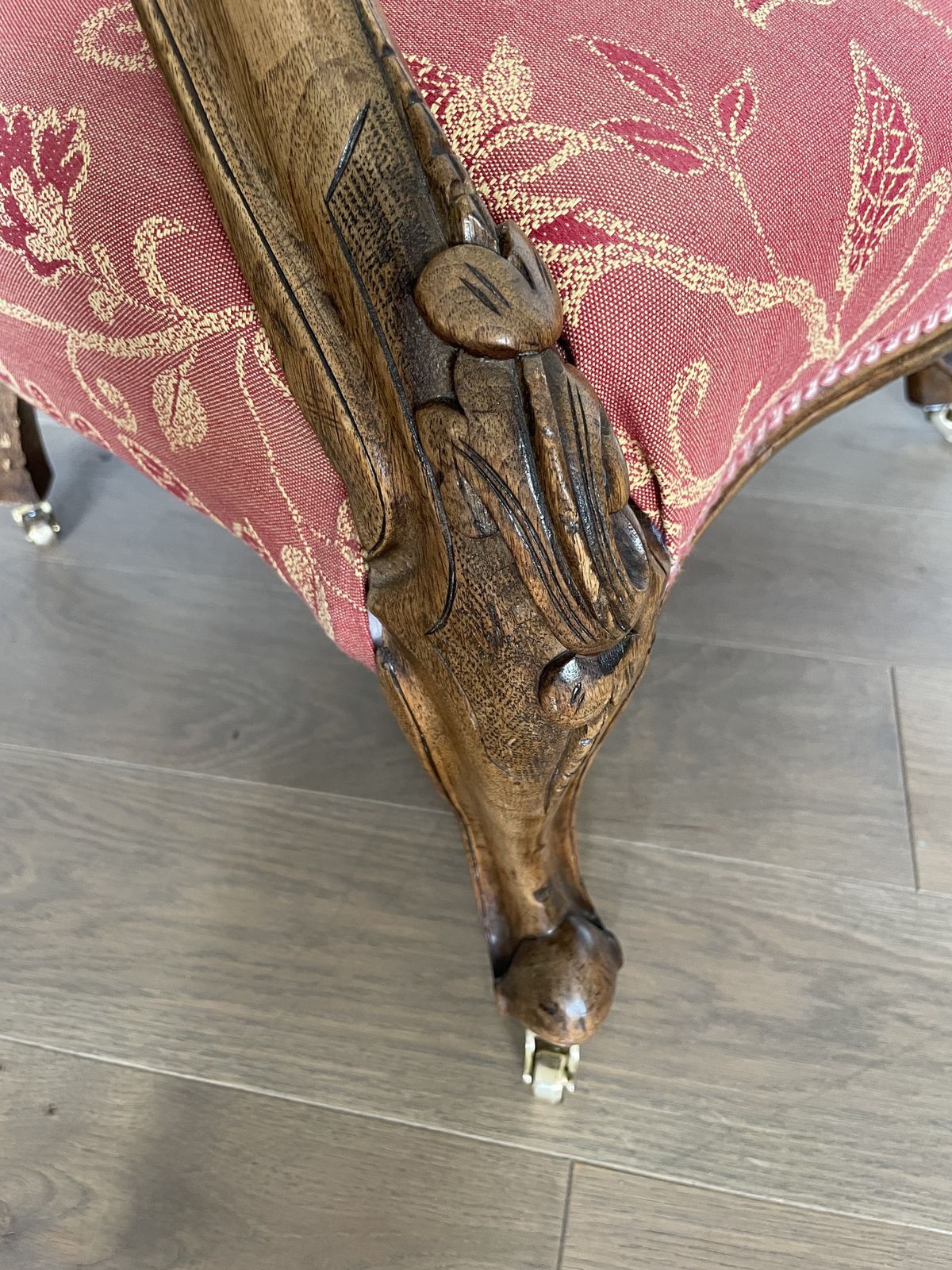 Victorian Deeply Carved Mahogany Armchair   Reupholstered photo 150.0