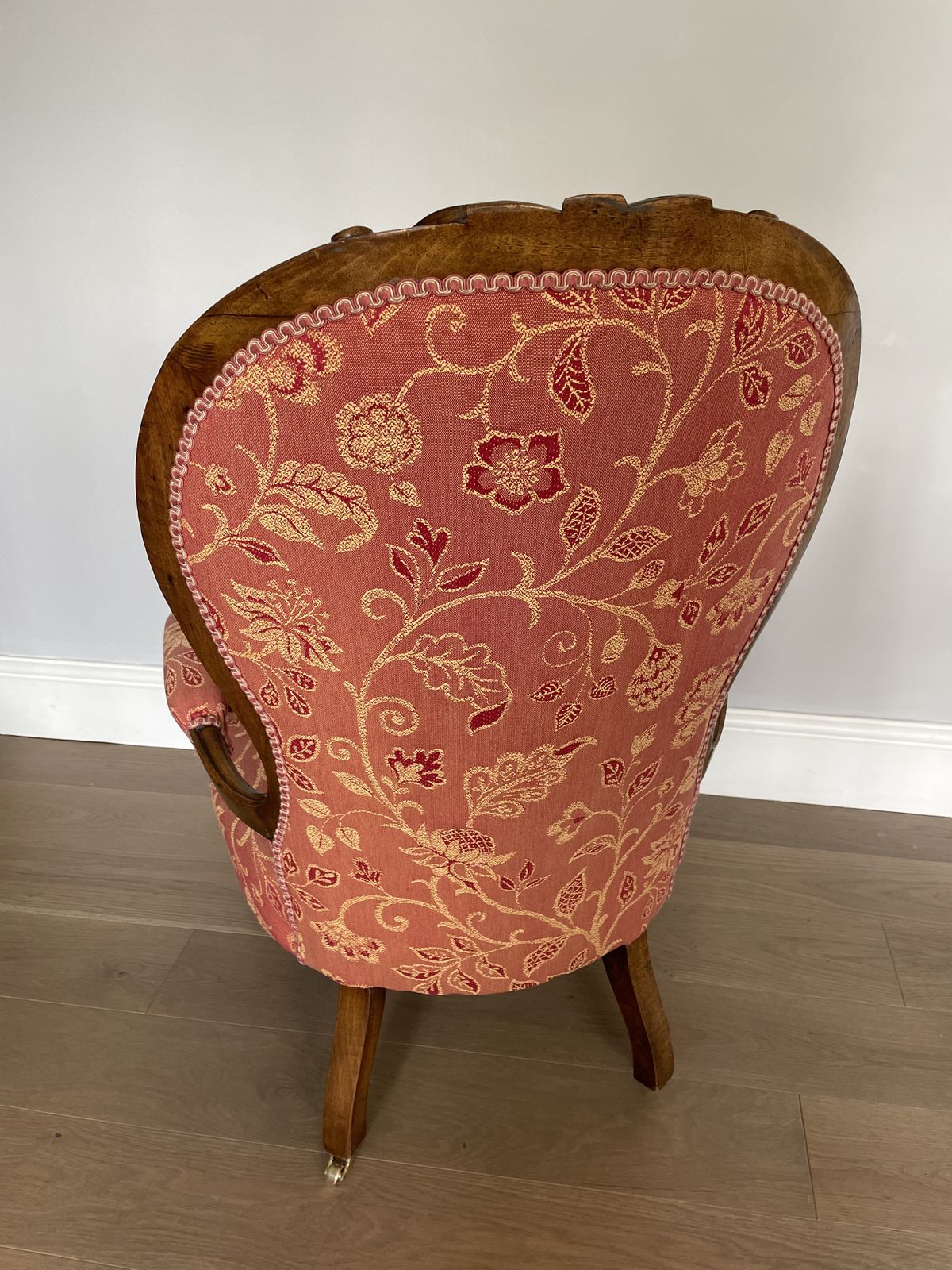 Victorian Deeply Carved Mahogany Armchair   Reupholstered photo for sale
