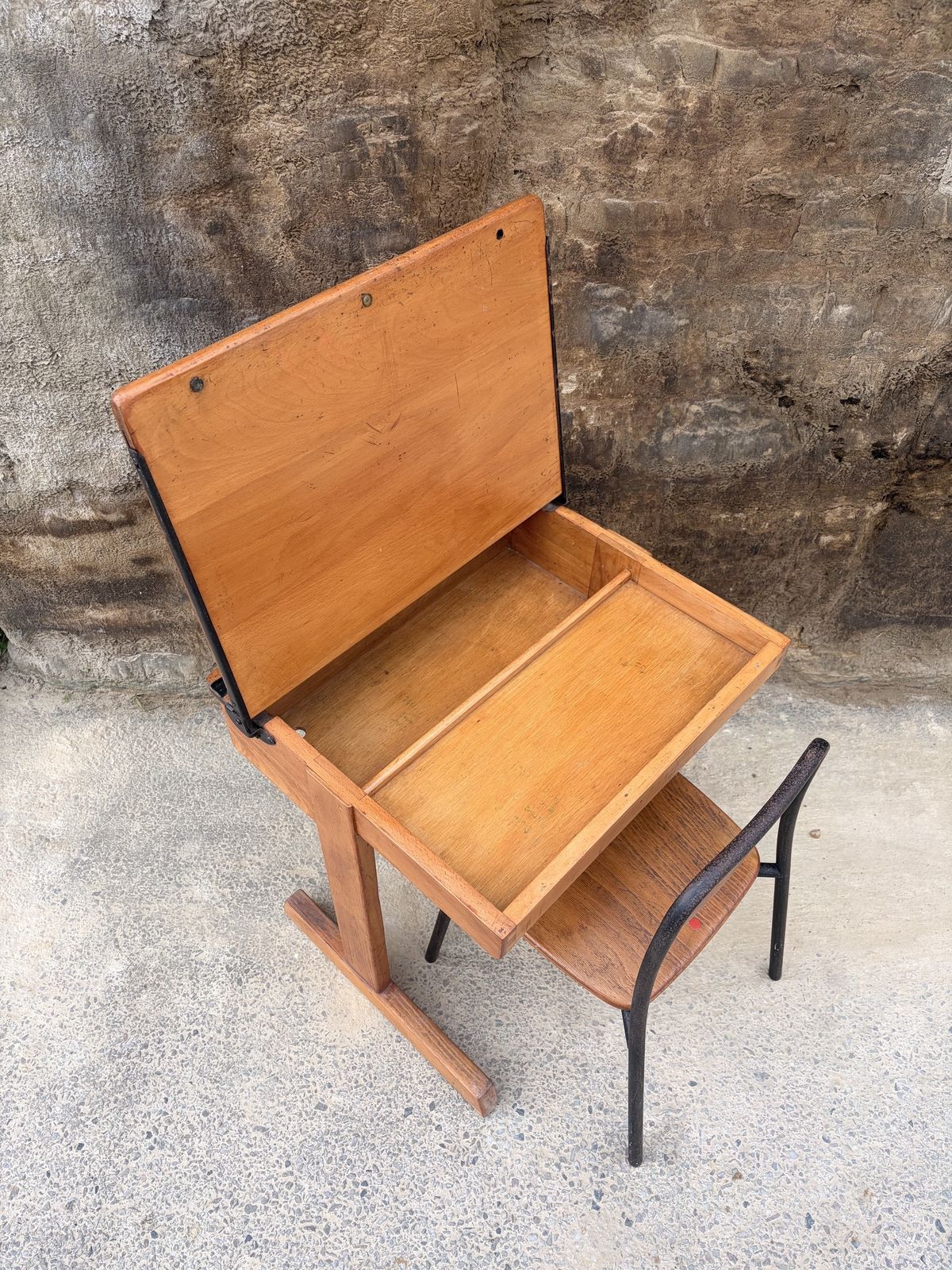Vintage Child’s Single School Desk & Chair photo furniture