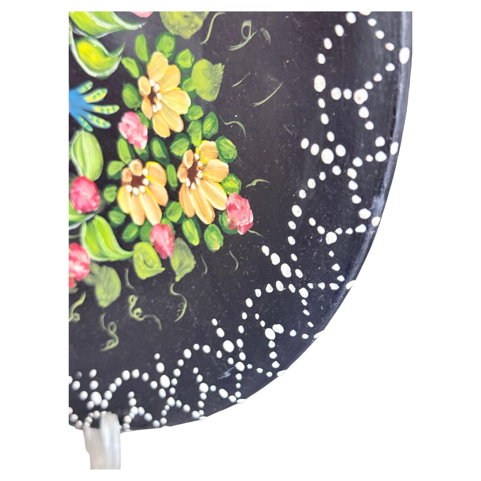 photo vinterior Set Of 3 Hand Painted Folk Art Decorative Plates With Floral & Bird Motifs Home