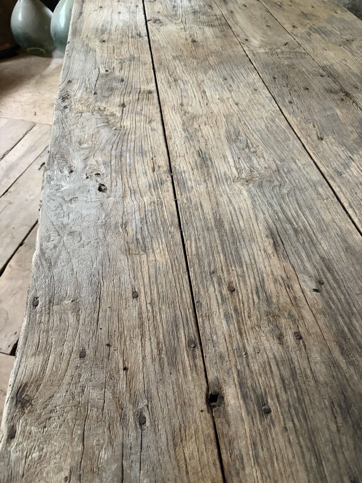 Furniture Large Antique French Harvest / Farmhouse Work Trestle Table . Ash & Oak . photo