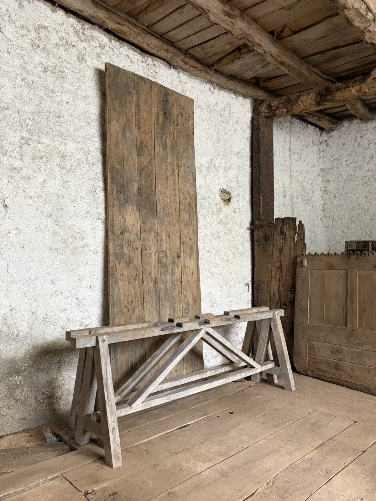 photo vinterior Large Antique French Harvest / Farmhouse Work Trestle Table . Ash & Oak .