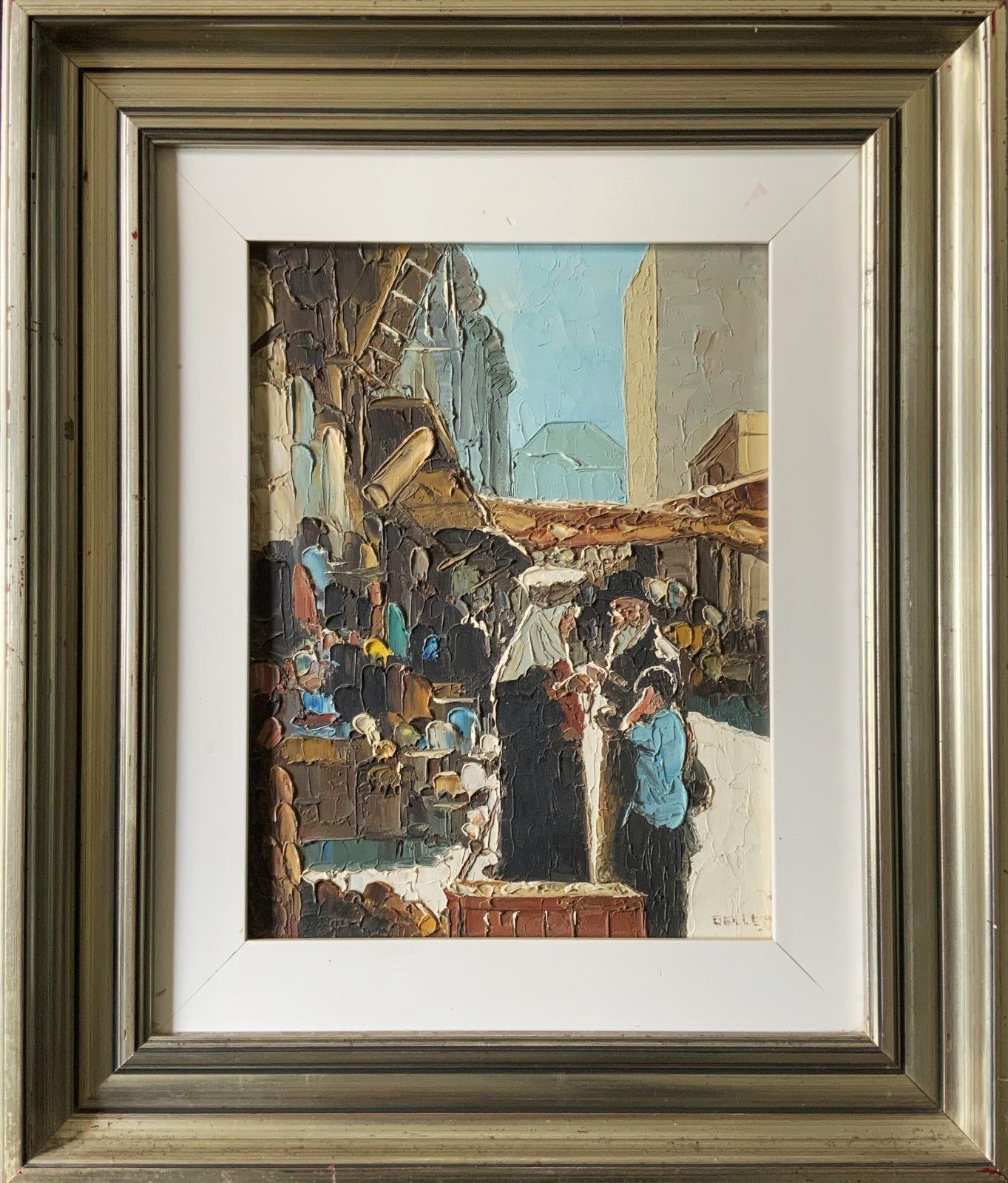 Contemporary Impasto Oil Painting Arabian Market Day Impressionist Signed
