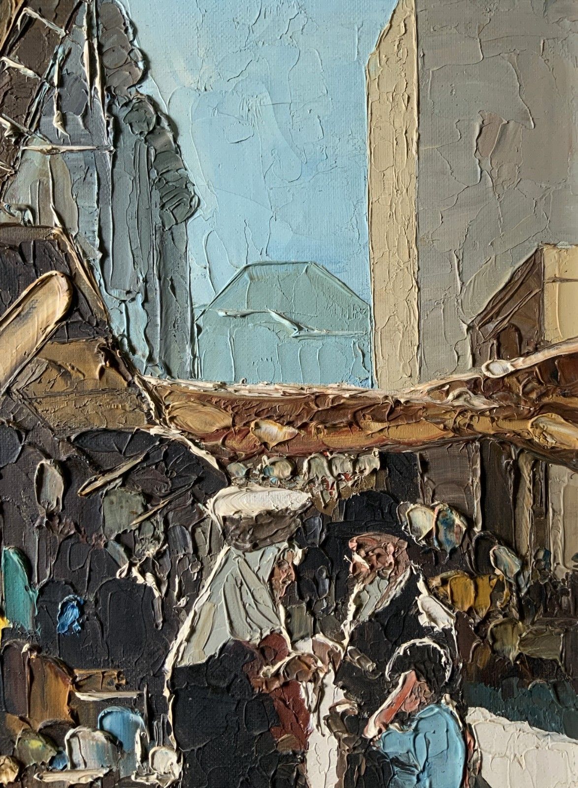 photo furniture Contemporary Impasto Oil Painting Arabian Market Day Impressionist Signed