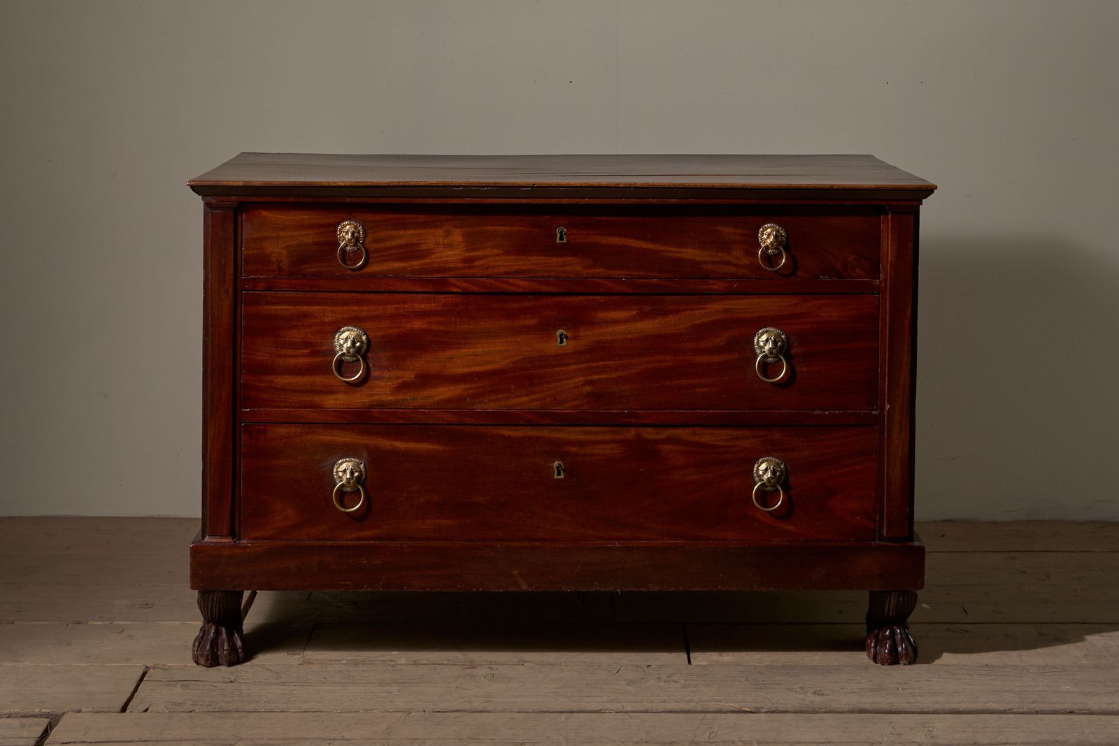 19th Century Mahogany Paw Footed Chest Of Drawers photo for sale