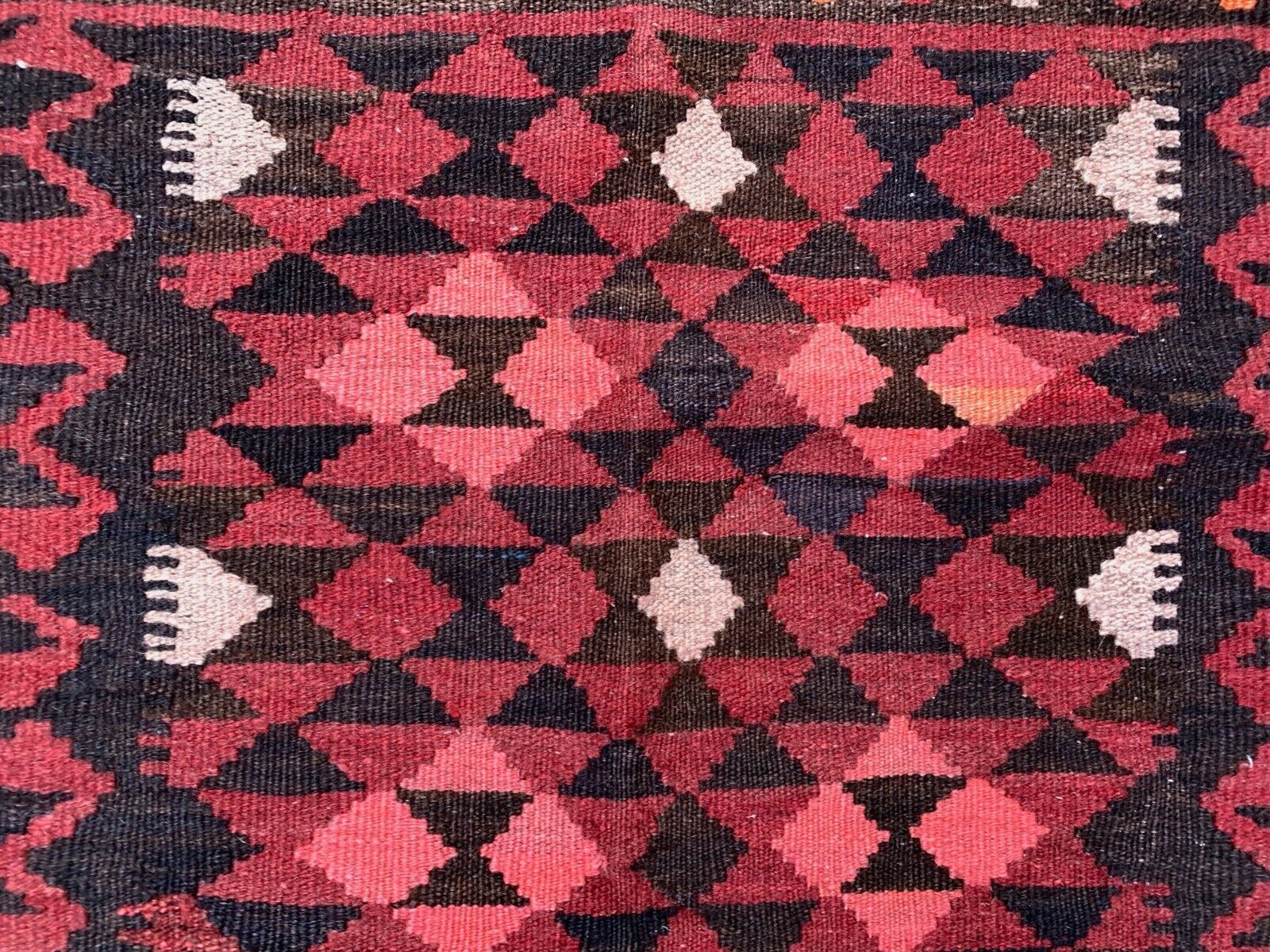 Vintage Afghaans Tribaal Kilim Wollen Vloerkleed 185x150 cm Rood Groot photo vintage