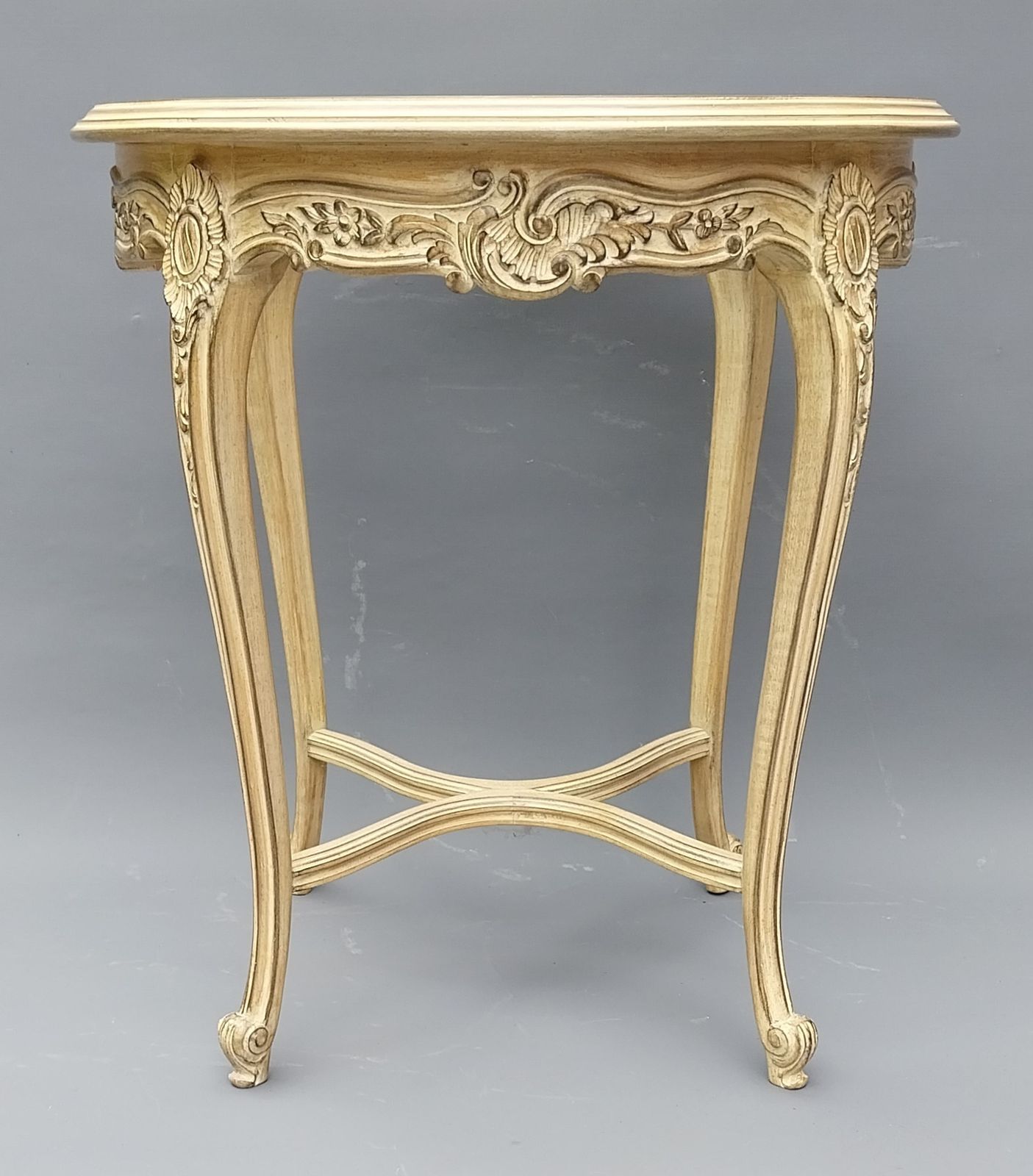 French Style Oak Glass Top Occasional Table photo 250.0
