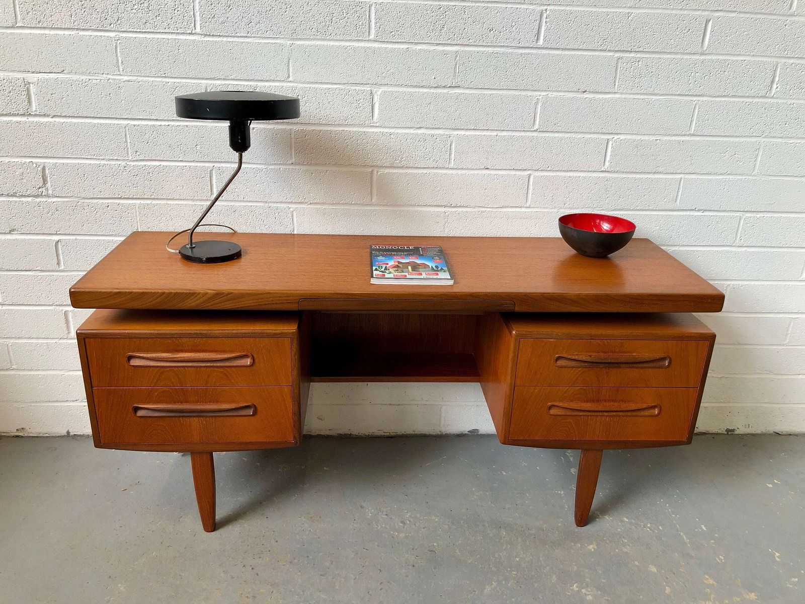 Vintage 1960s G Plan Floating Top Fresco Teak Desk. Danish Retro Mid Century photo furniture